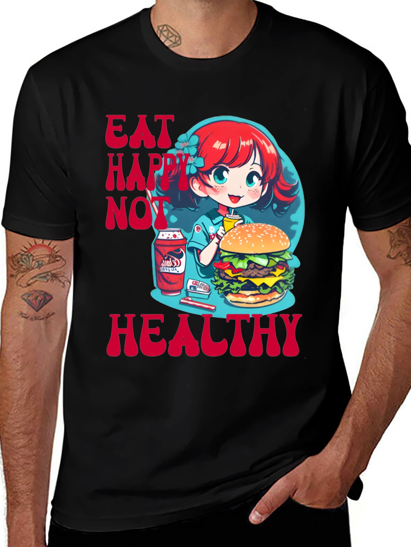 Variant 30 of Eat Happy Not Healthy Graphic Tee