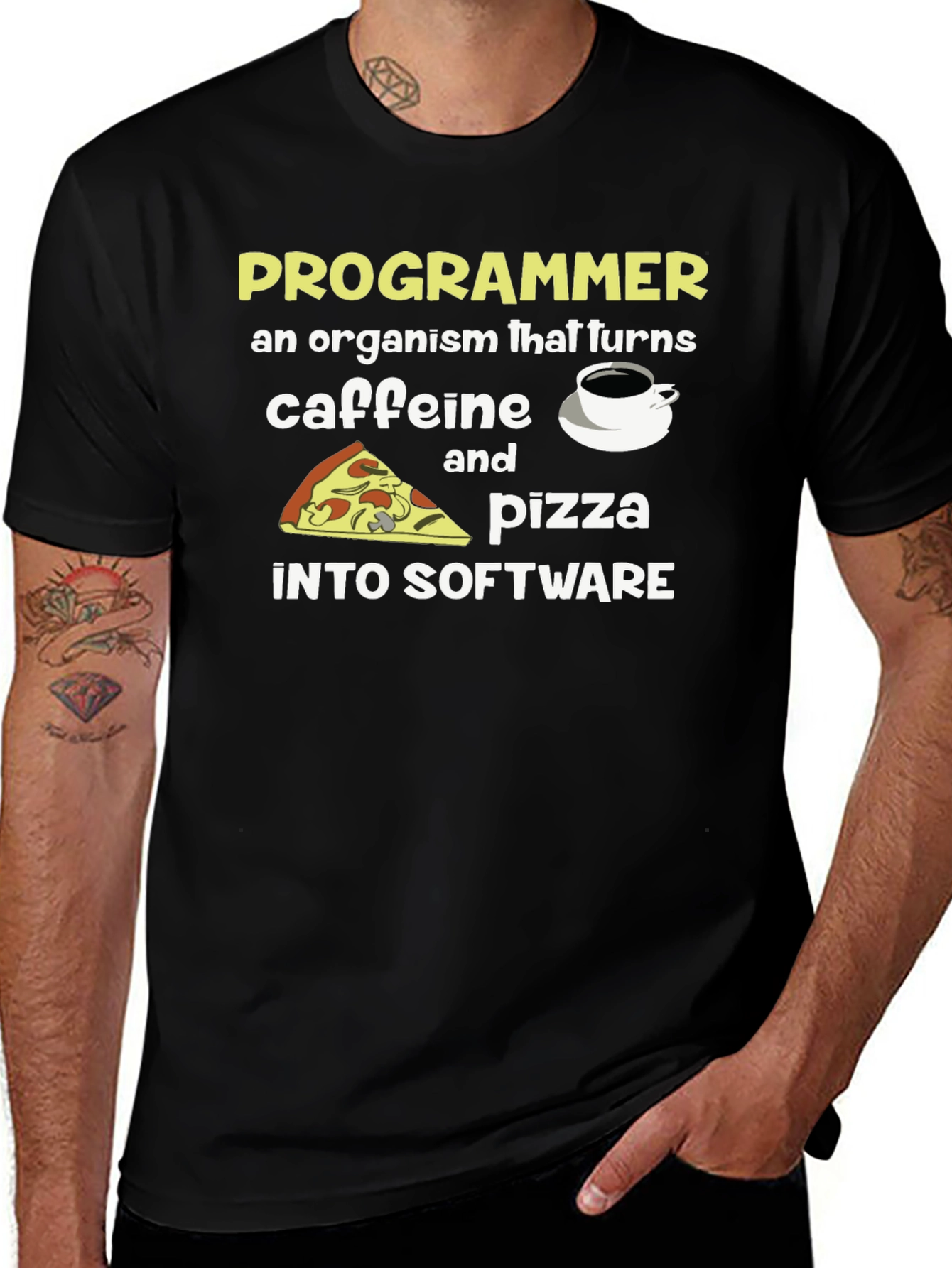 Variant 23 of Programmer Caffeine & Pizza T-Shirt