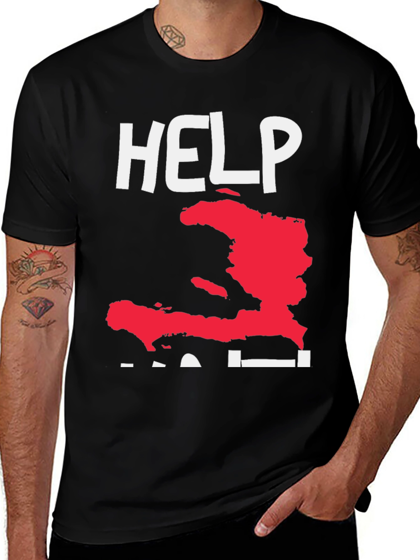 Help Haiti T-Shirt, Black Tee with Graphic