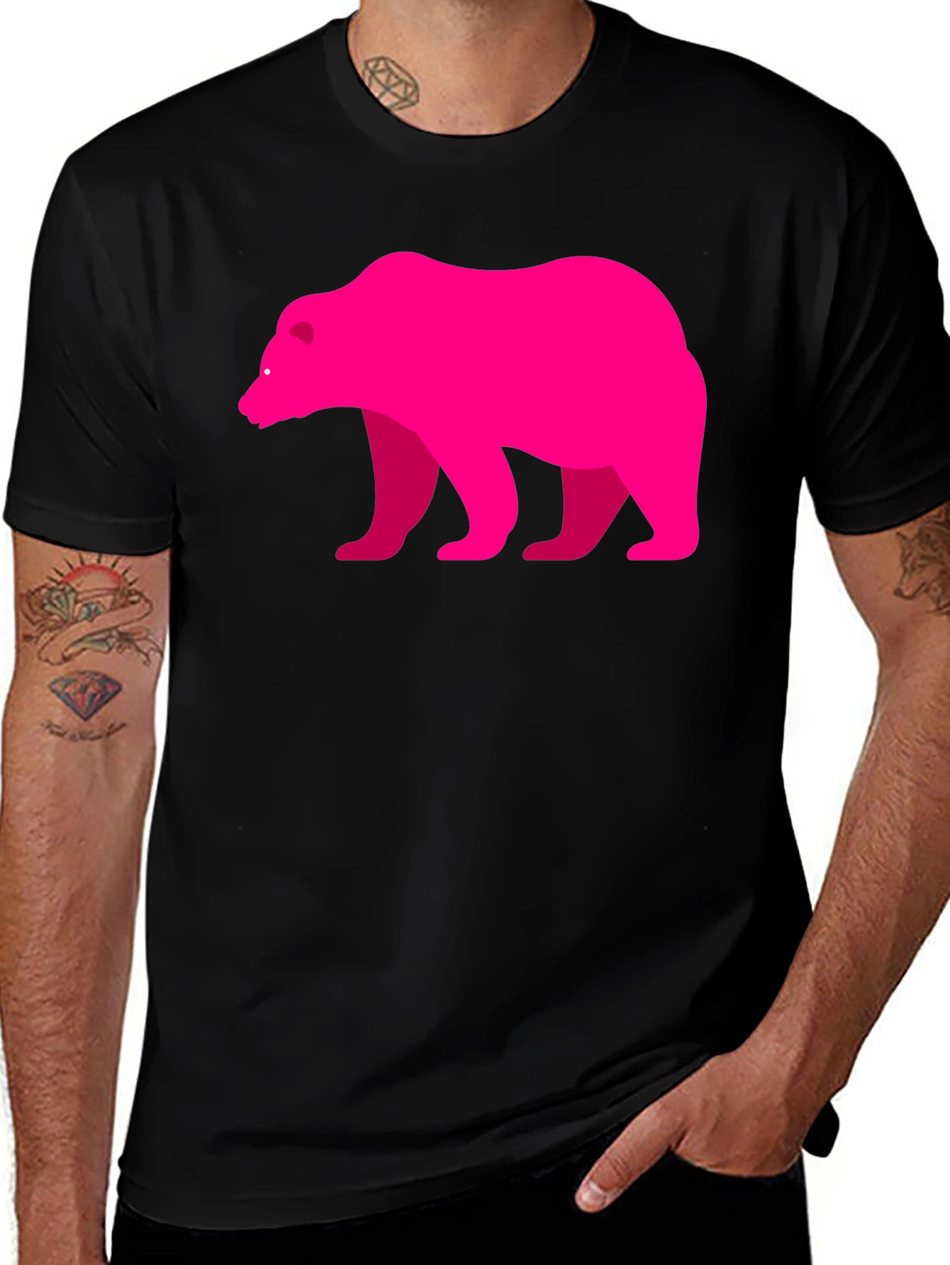 Variant 8 of Bear Graphic Tee - Men's Black T-Shirt