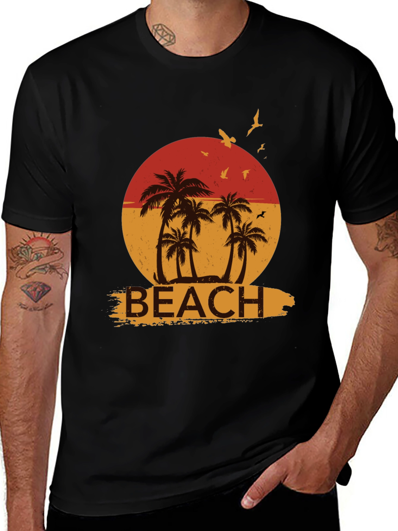 Variant 19 of Retro Beach Palm Tree Graphic Tee