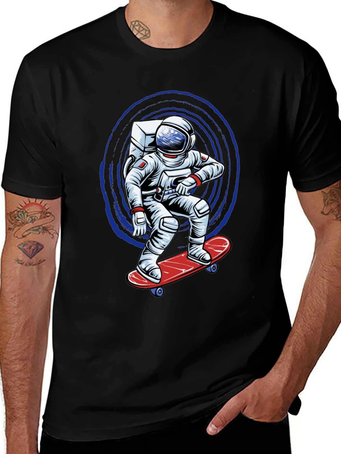 Variant 28 of Skateboarding Astronaut T-Shirt - Out of this World Style!