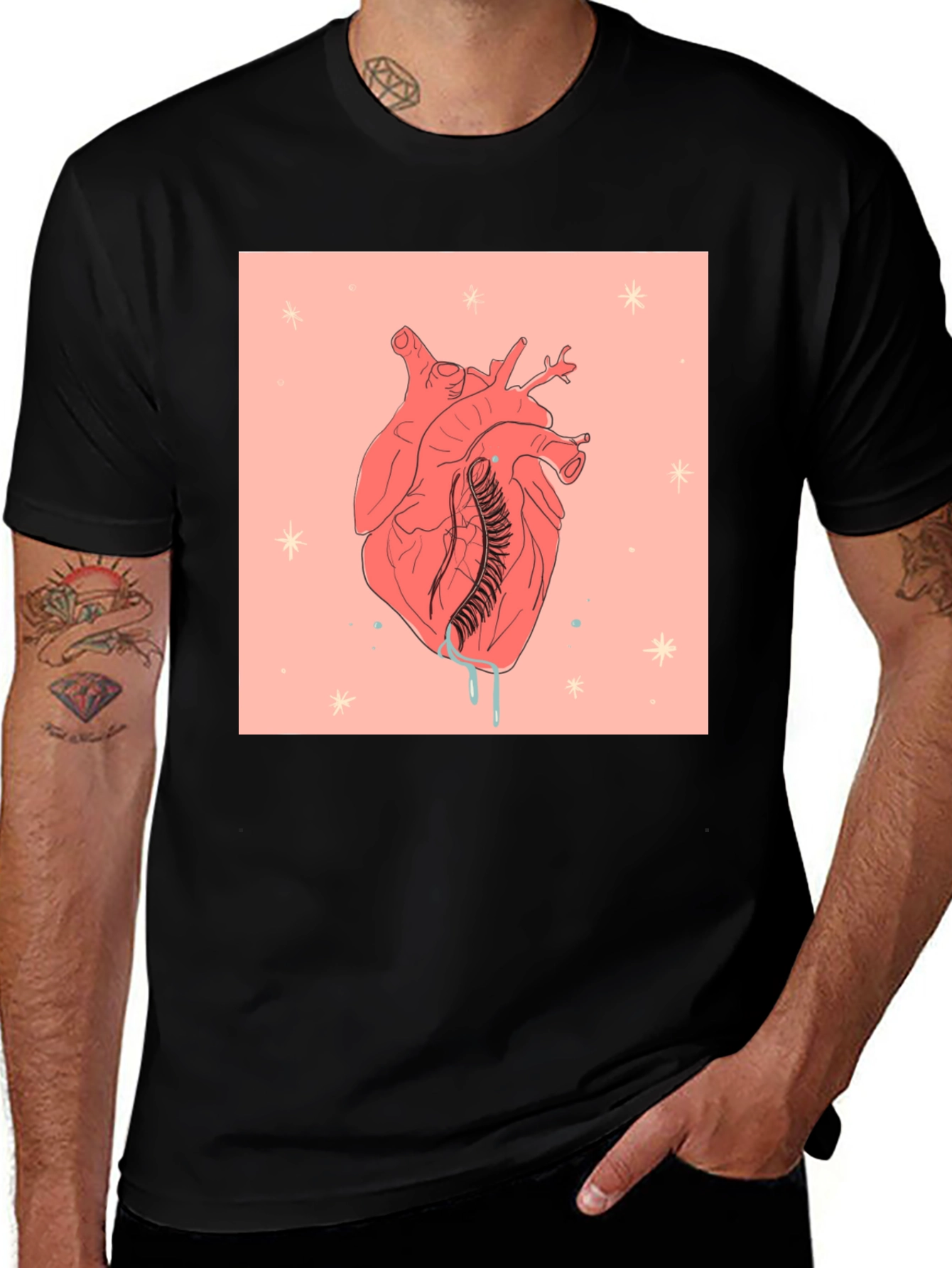 Variant 18 of Anatomical Heart Print Black T-Shirt
