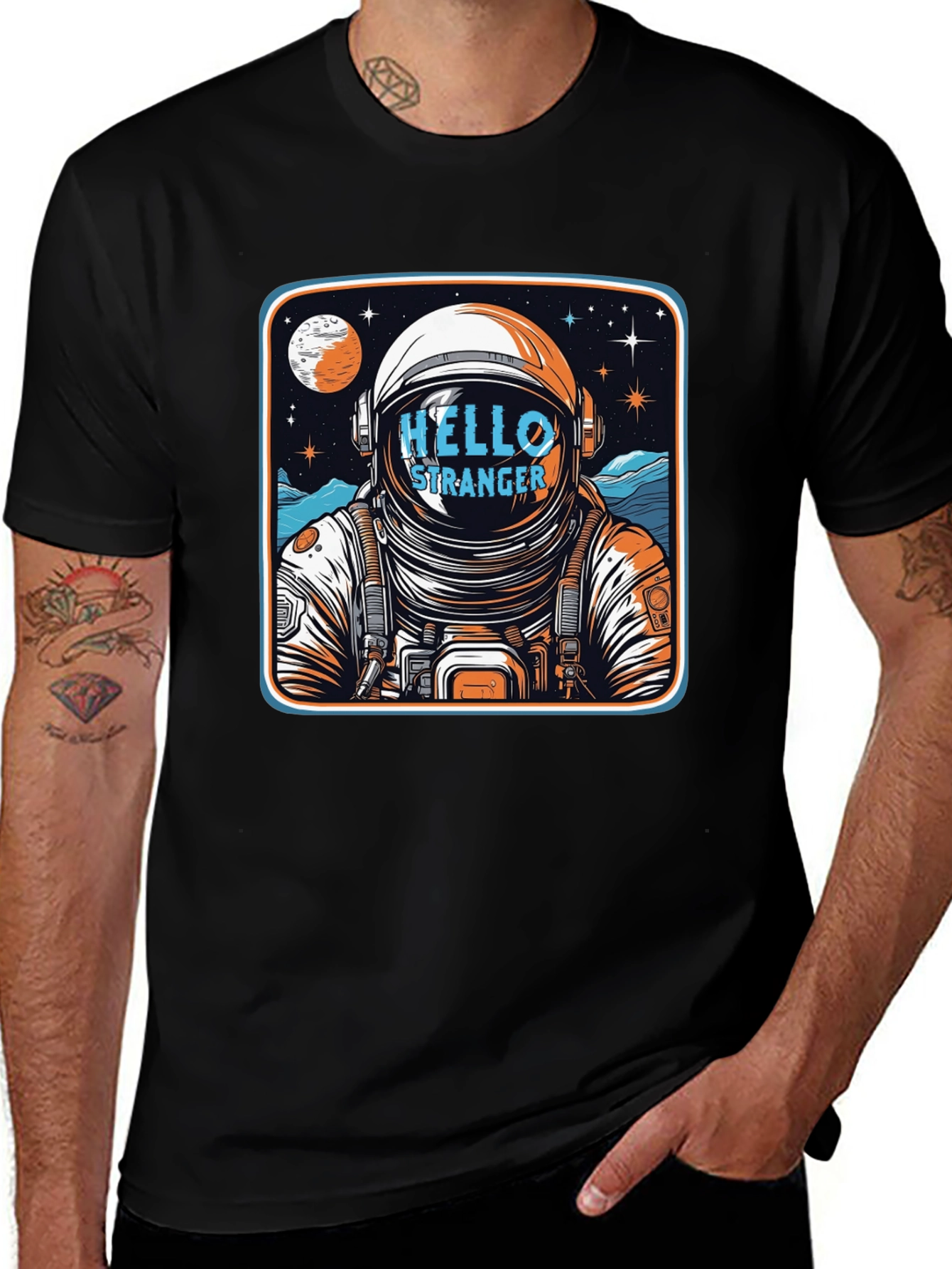 Variant 18 of Retro Astronaut T-Shirt - Hello Stranger Graphic Tee
