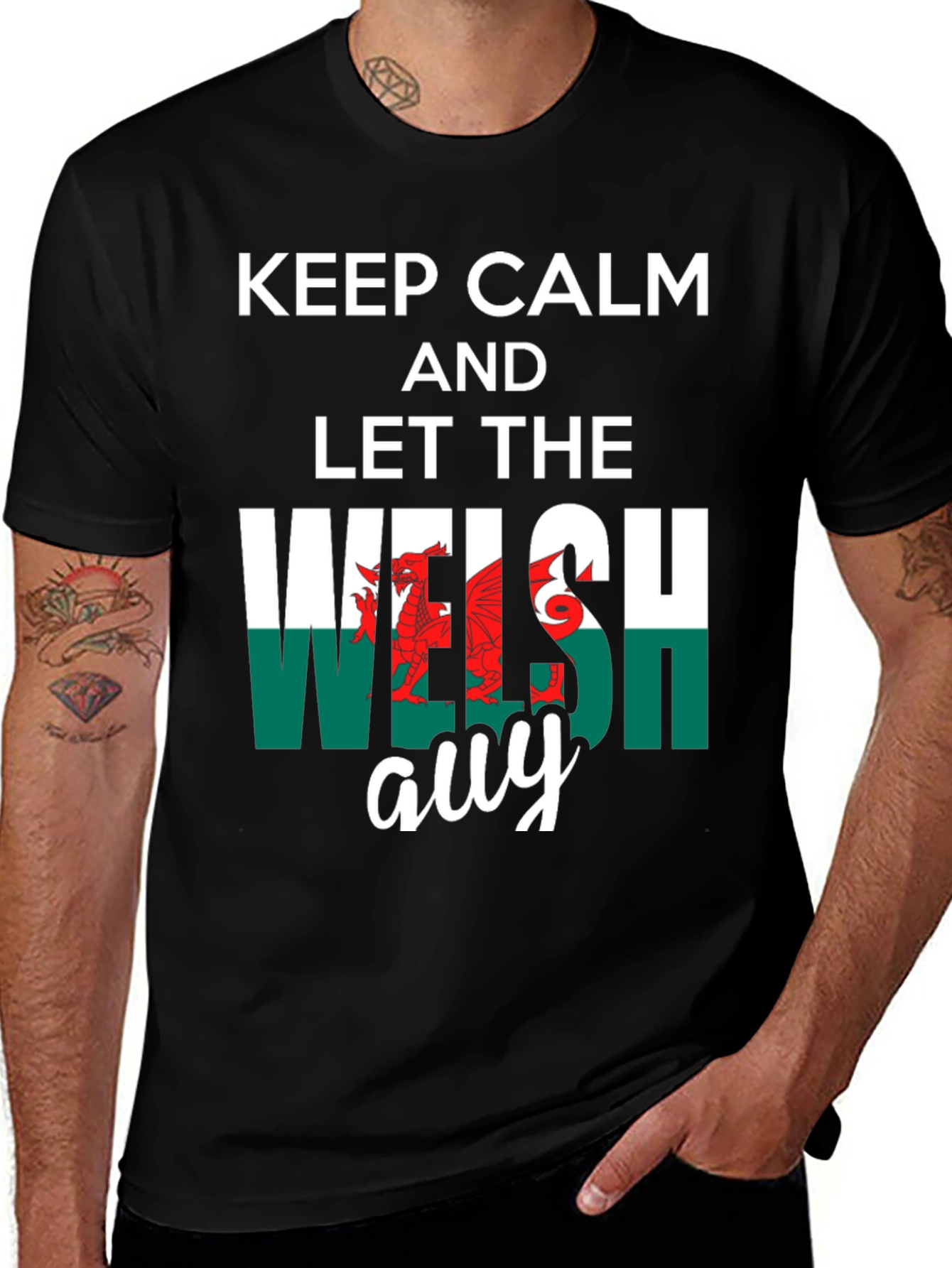 Keep Calm Welsh Guy Black T-Shirt