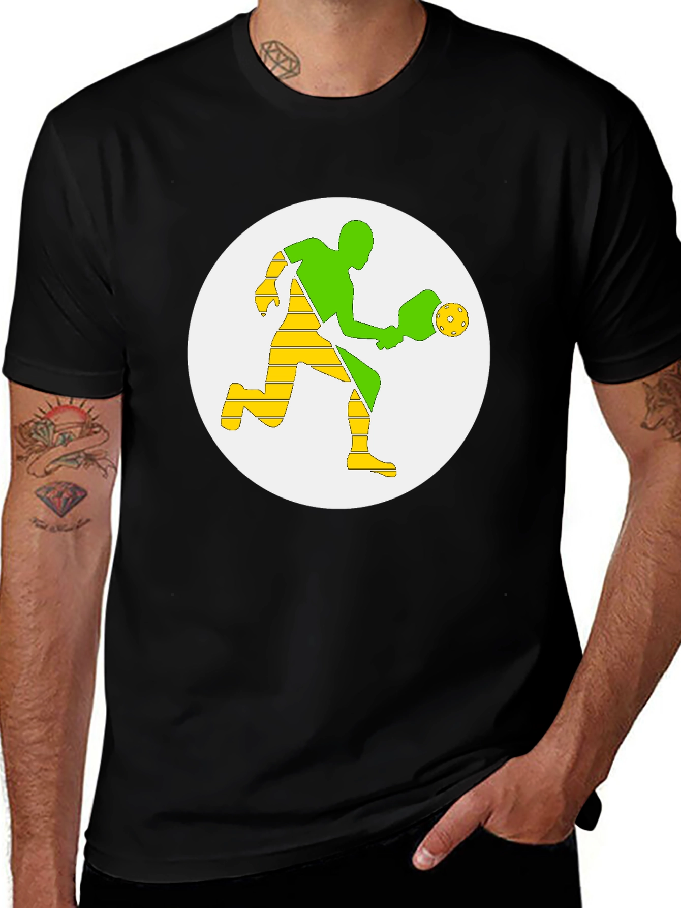 Variant 6 of Pickleball Player Graphic Tee - Black