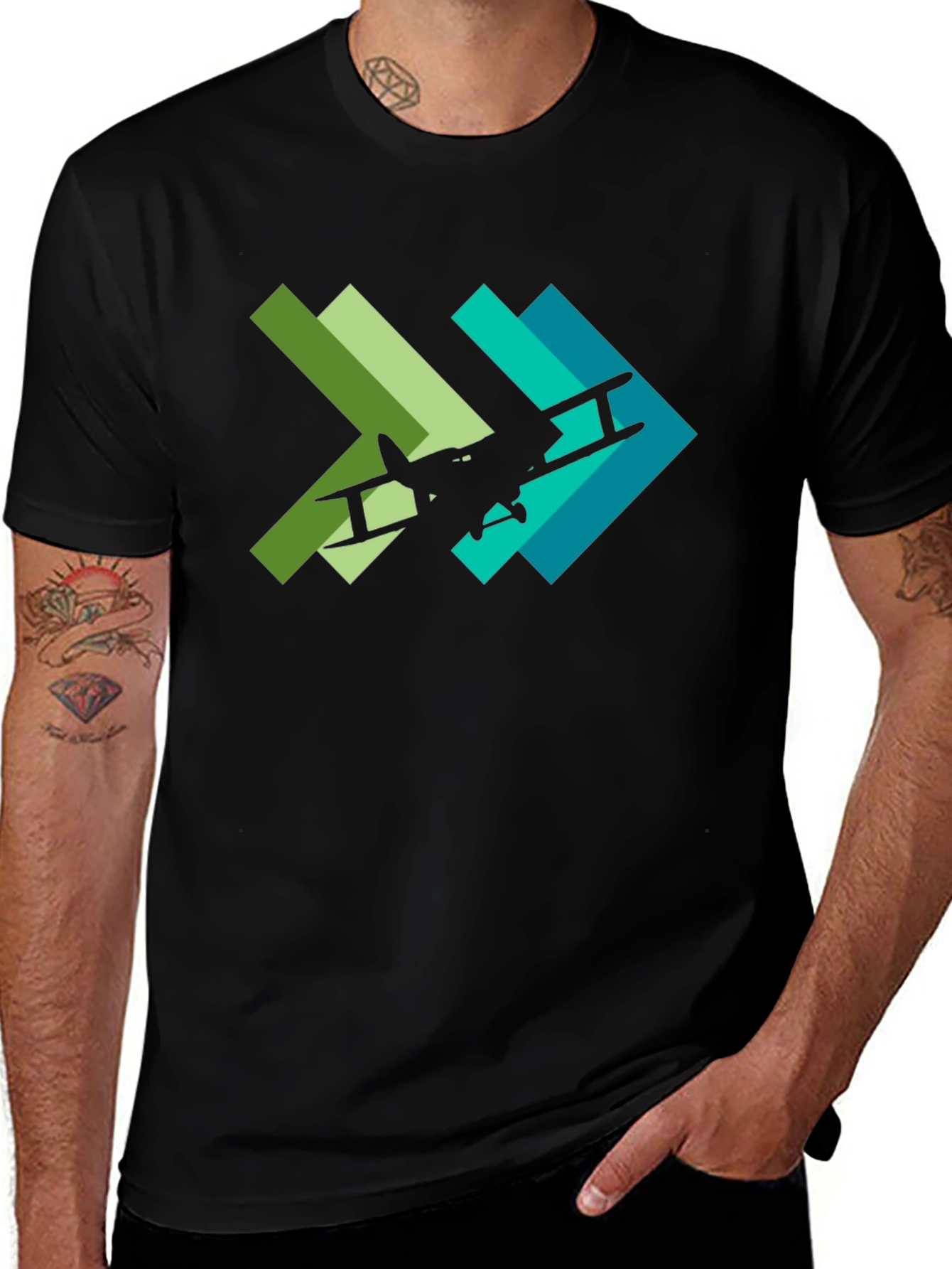 Variant 28 of Biplane Arrow Graphic Tee - Aviation Style