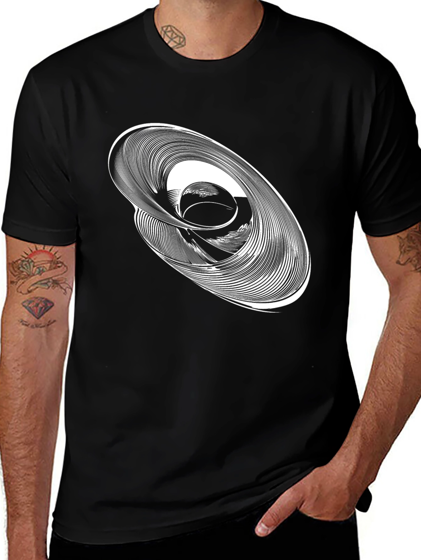 Variant 7 of Abstract Graphic Print Black T-Shirt