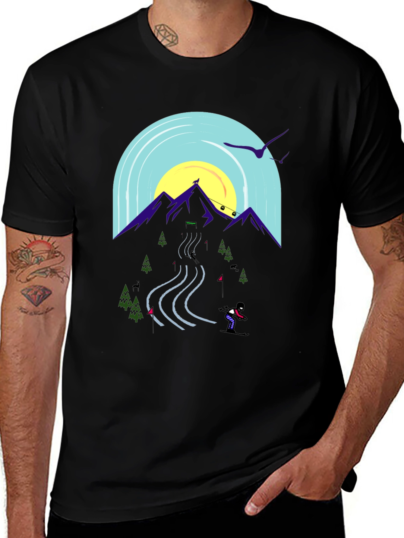 Mountain Ski Scene Graphic Tee