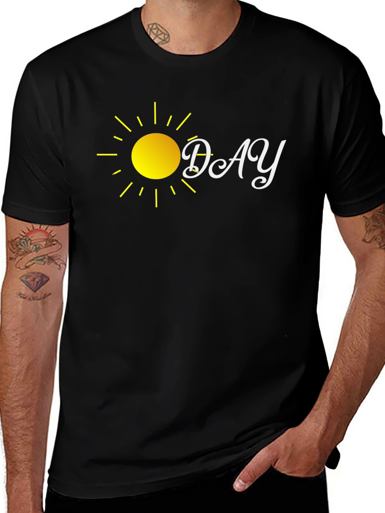 Variant 12 of Sunny Day Graphic Tee - Black Cotton T-Shirt