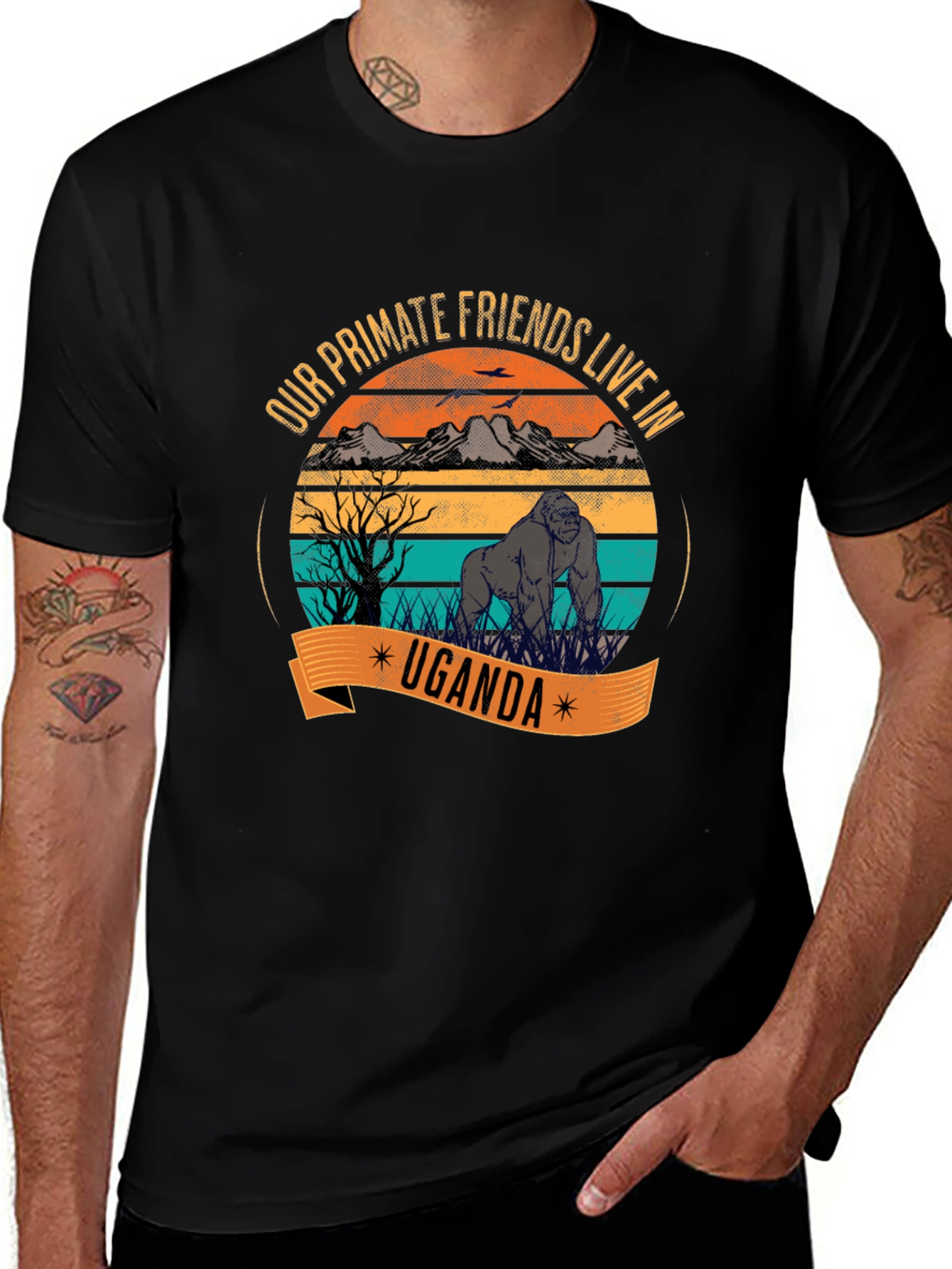 Uganda Primate Friends Graphic T-Shirt