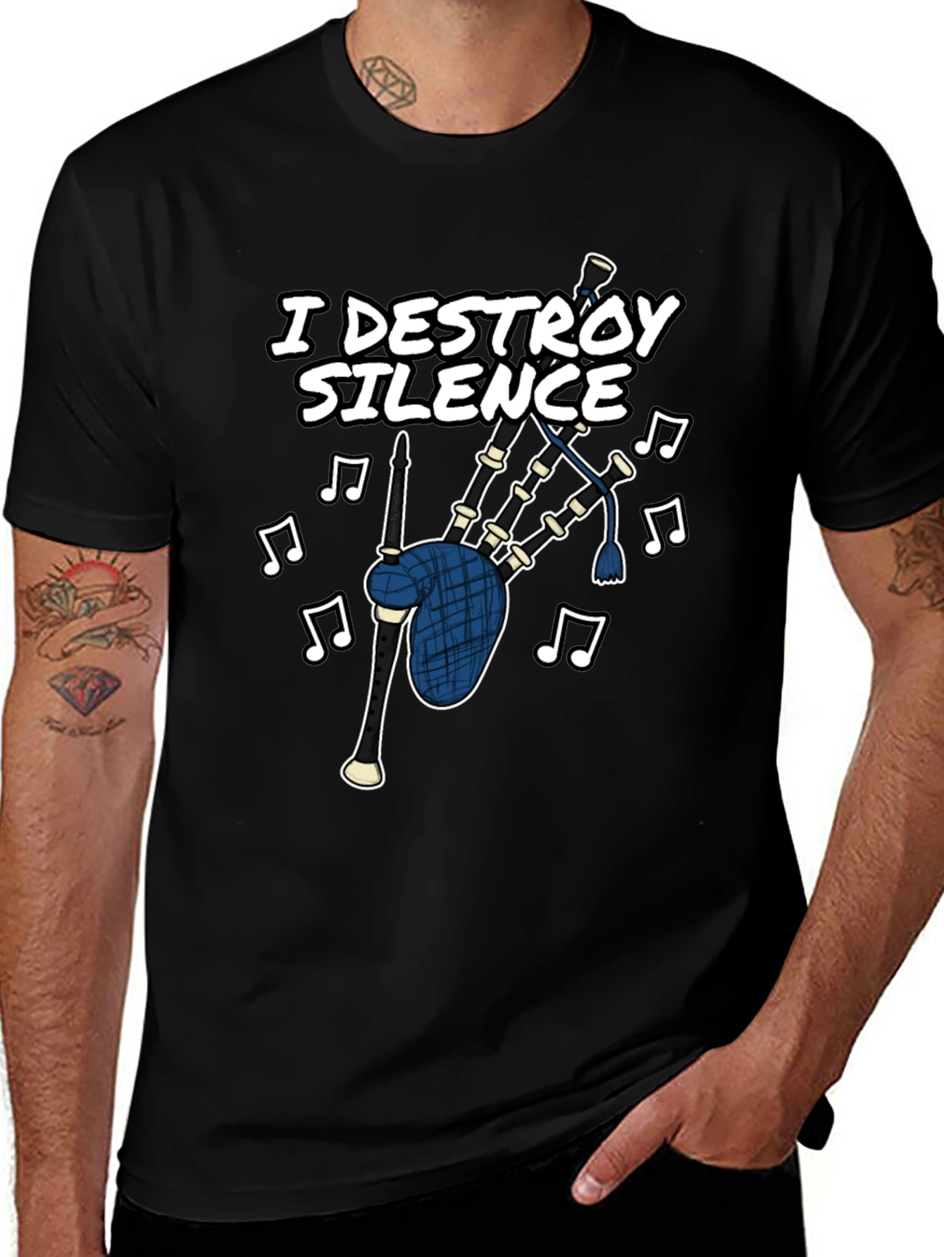 Variant 3 of I Destroy Silence Bagpipe T-Shirt