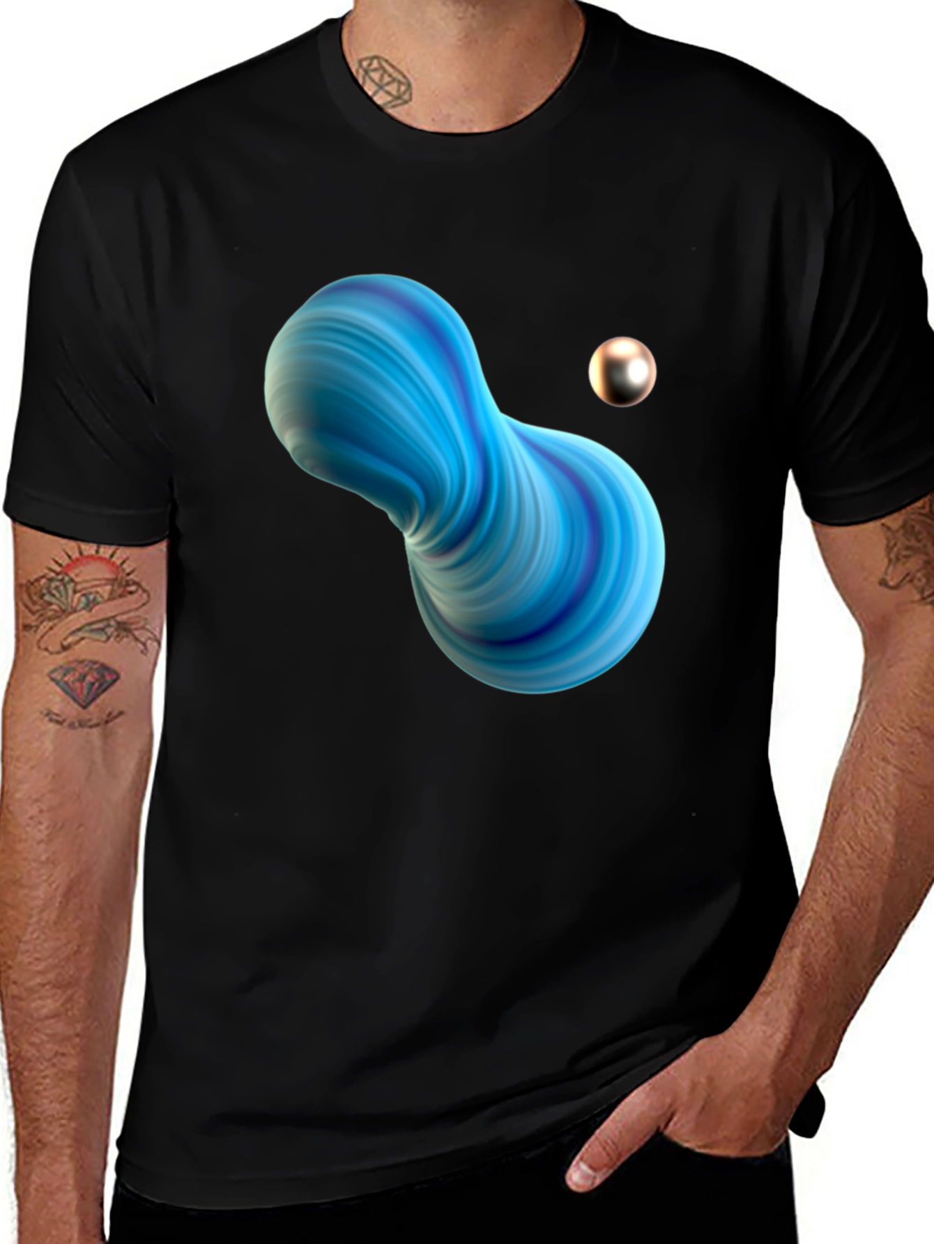 Variant 24 of Abstract Fluid Art Black T-Shirt