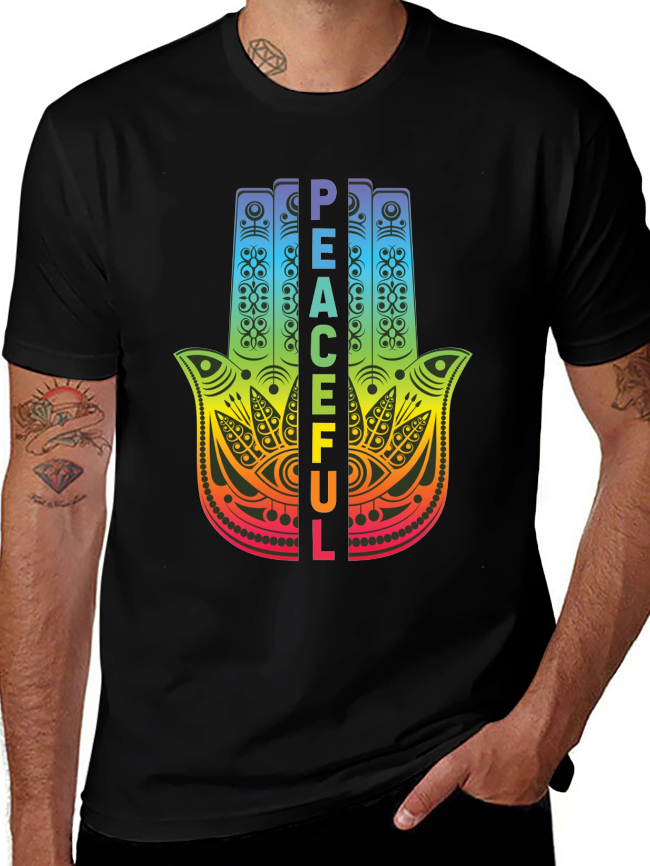 Peaceful Hamsa Hand Graphic T-Shirt - Stylish Comfort