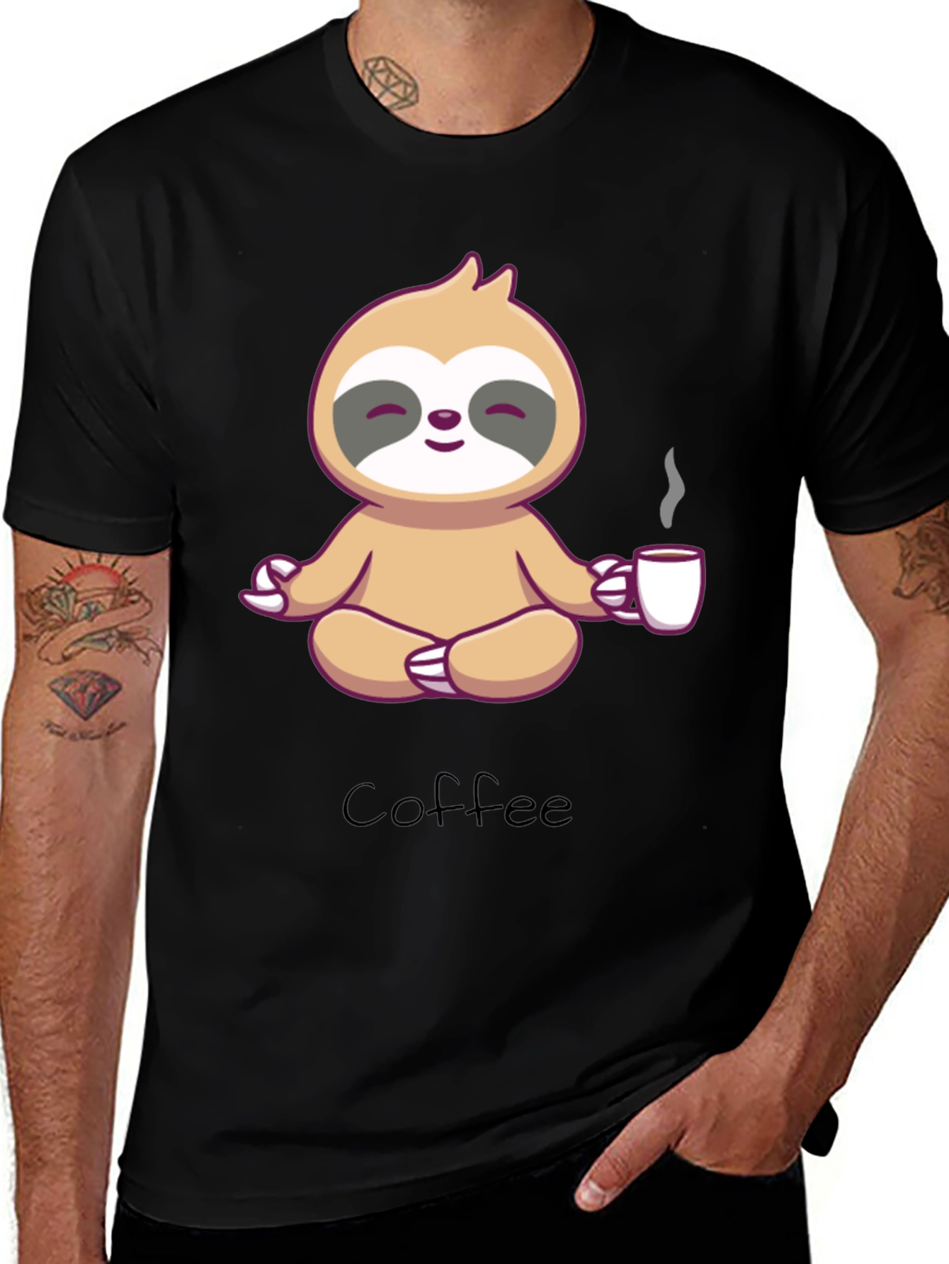 Variant 3 of Zen Sloth Coffee T-Shirt - Meditating Animal Tee