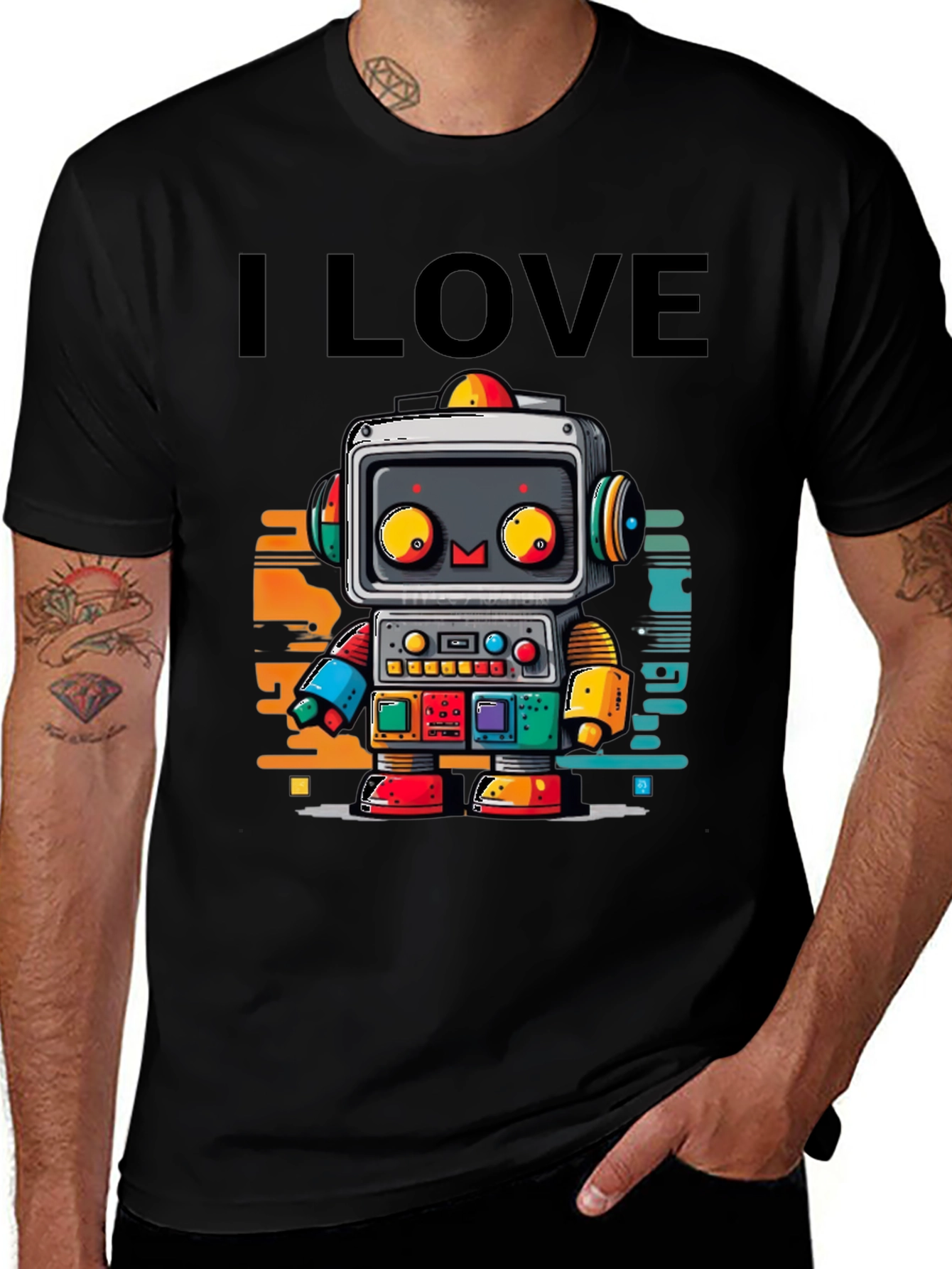 Variant 28 of I Love Robots Graphic T-Shirt