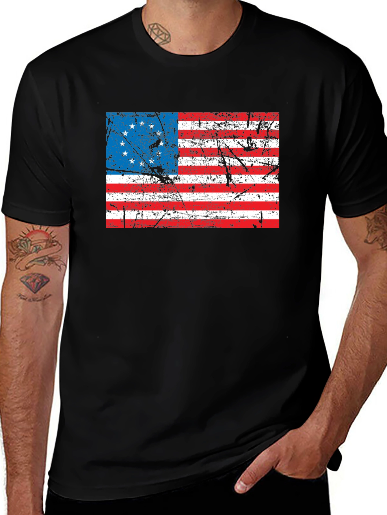 Variant 11 of Betsy Ross Flag Graphic Tee - Black