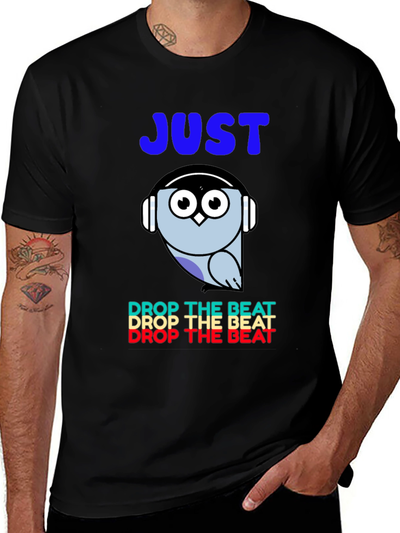Variant 13 of Just Drop the Beat Owl Graphic Tee