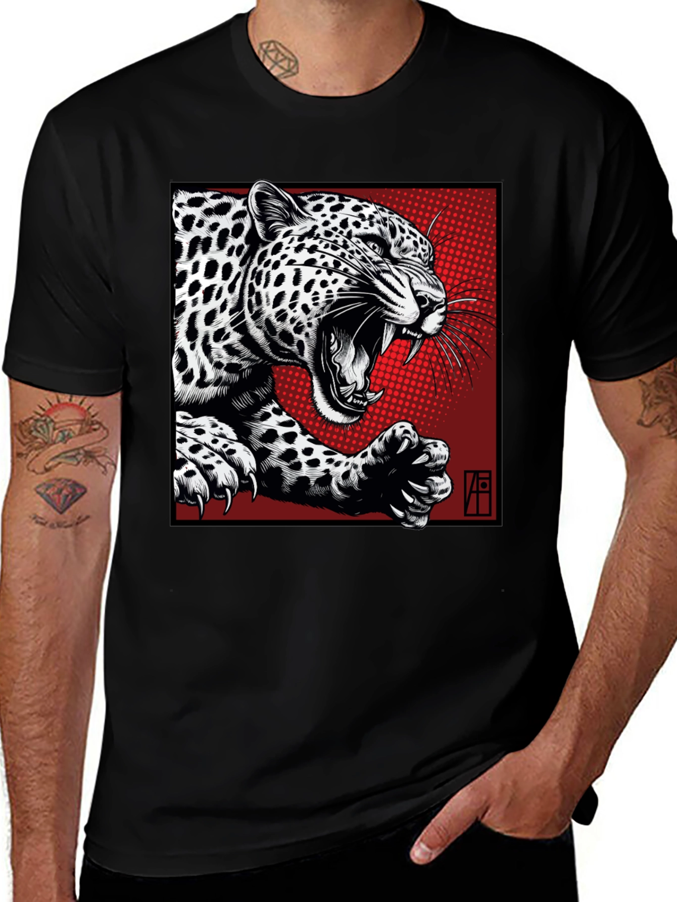 Variant 9 of Leopard Graphic T-Shirt - Bold Black Tee