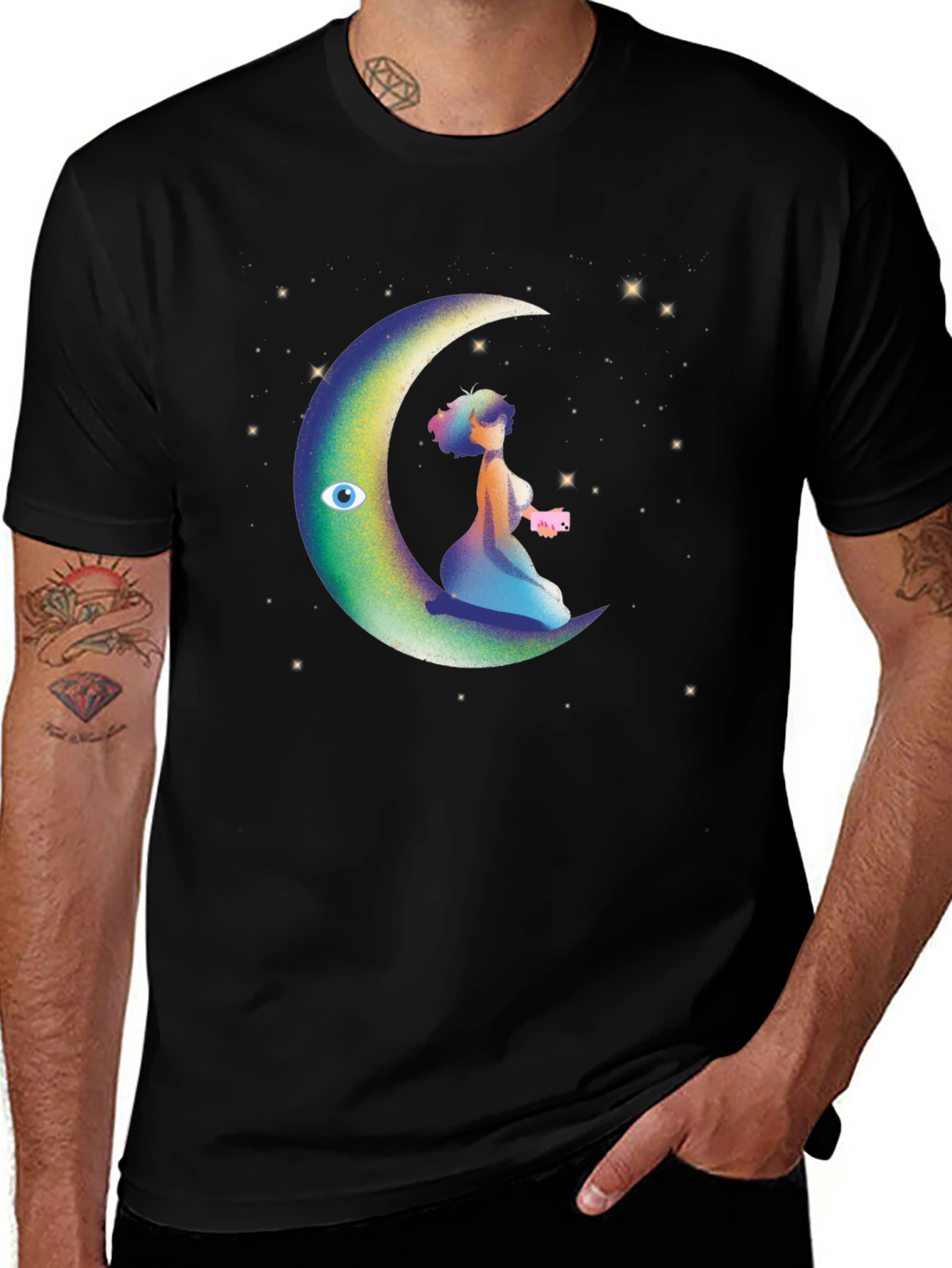 Variant 19 of Moon Goddess Graphic Tee - Celestial Black T-Shirt