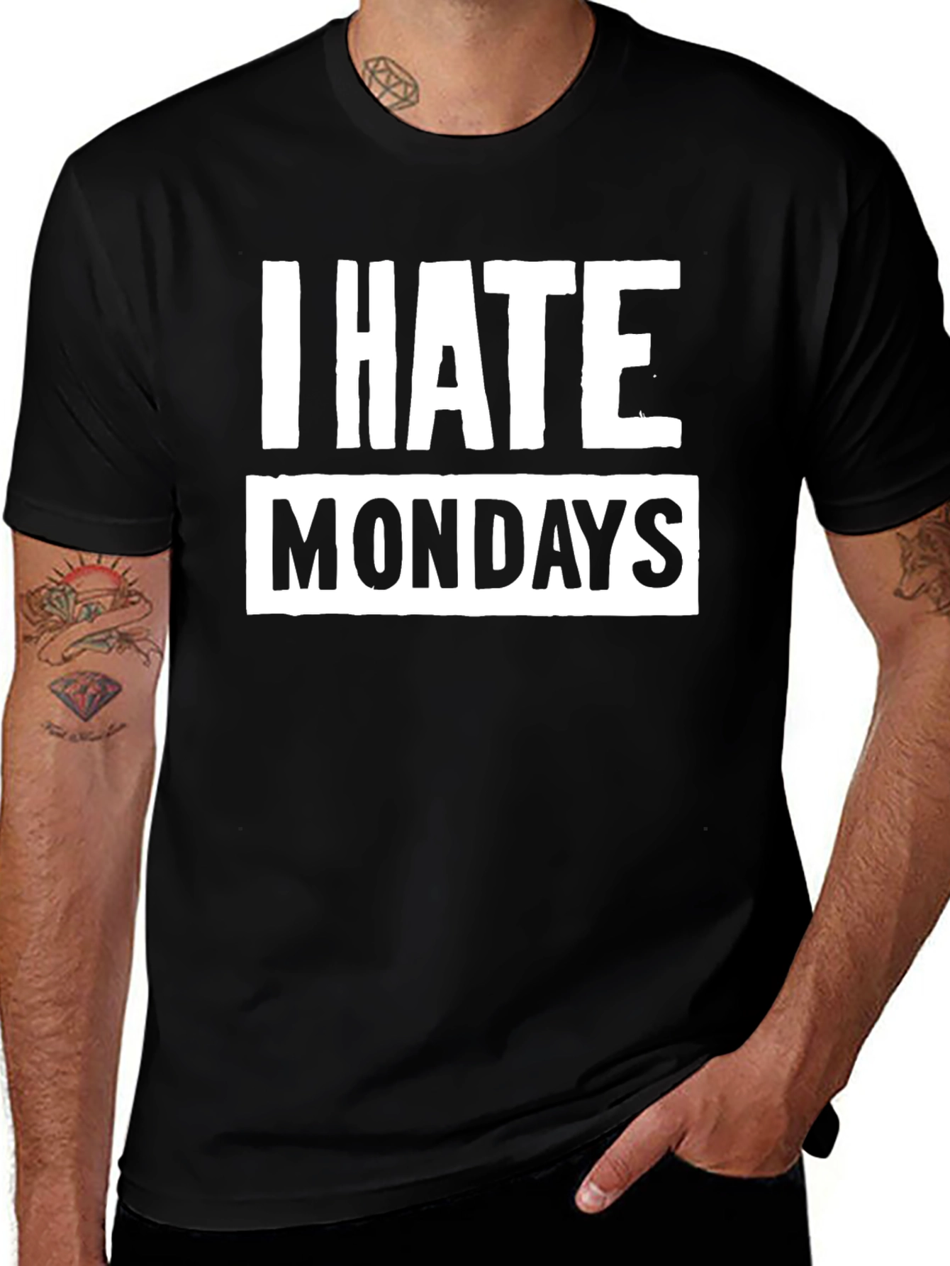 I Hate Mondays Graphic Tee - Black Cotton T-Shirt
