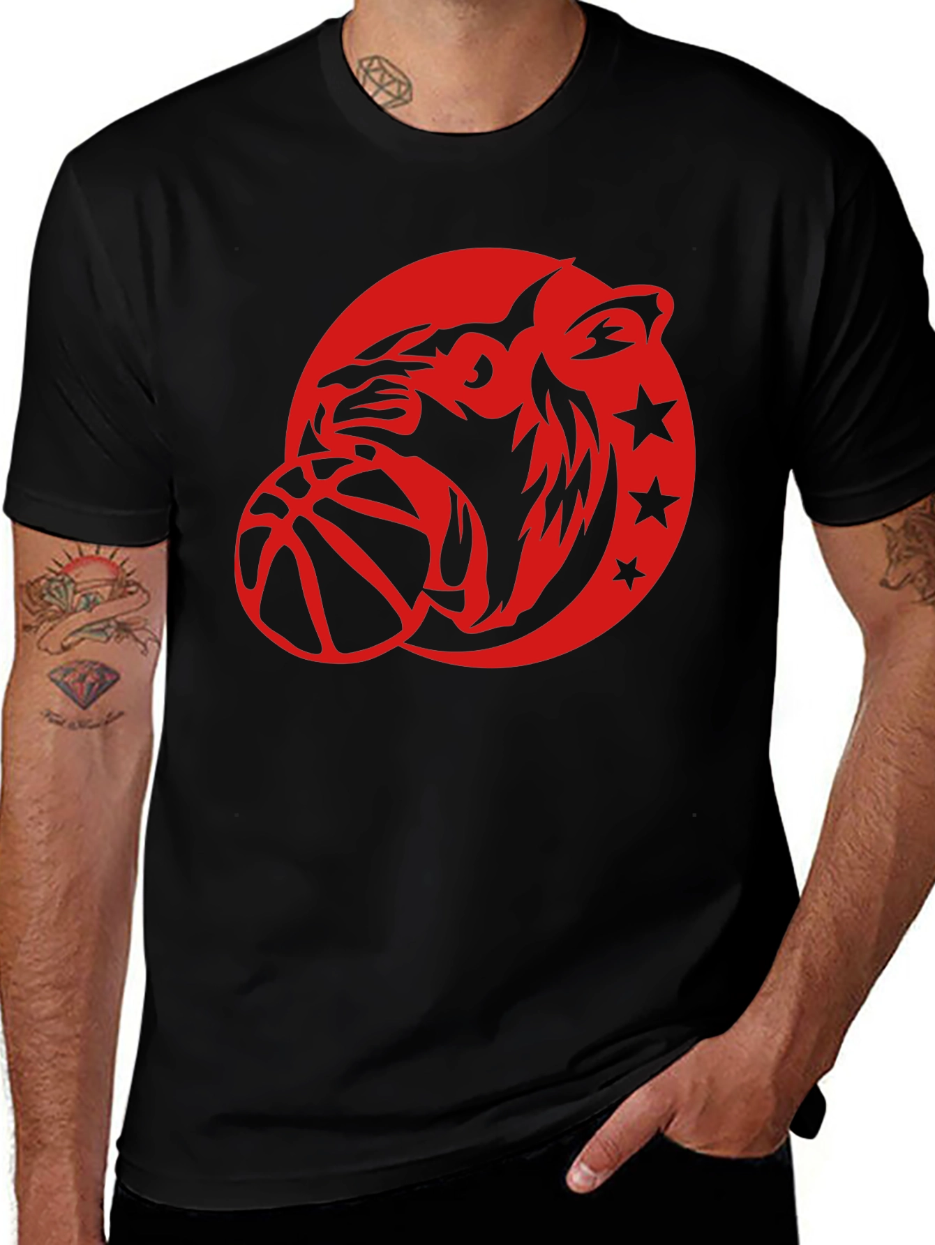 Cool Graphic Tee - Tiger Basketball Design
