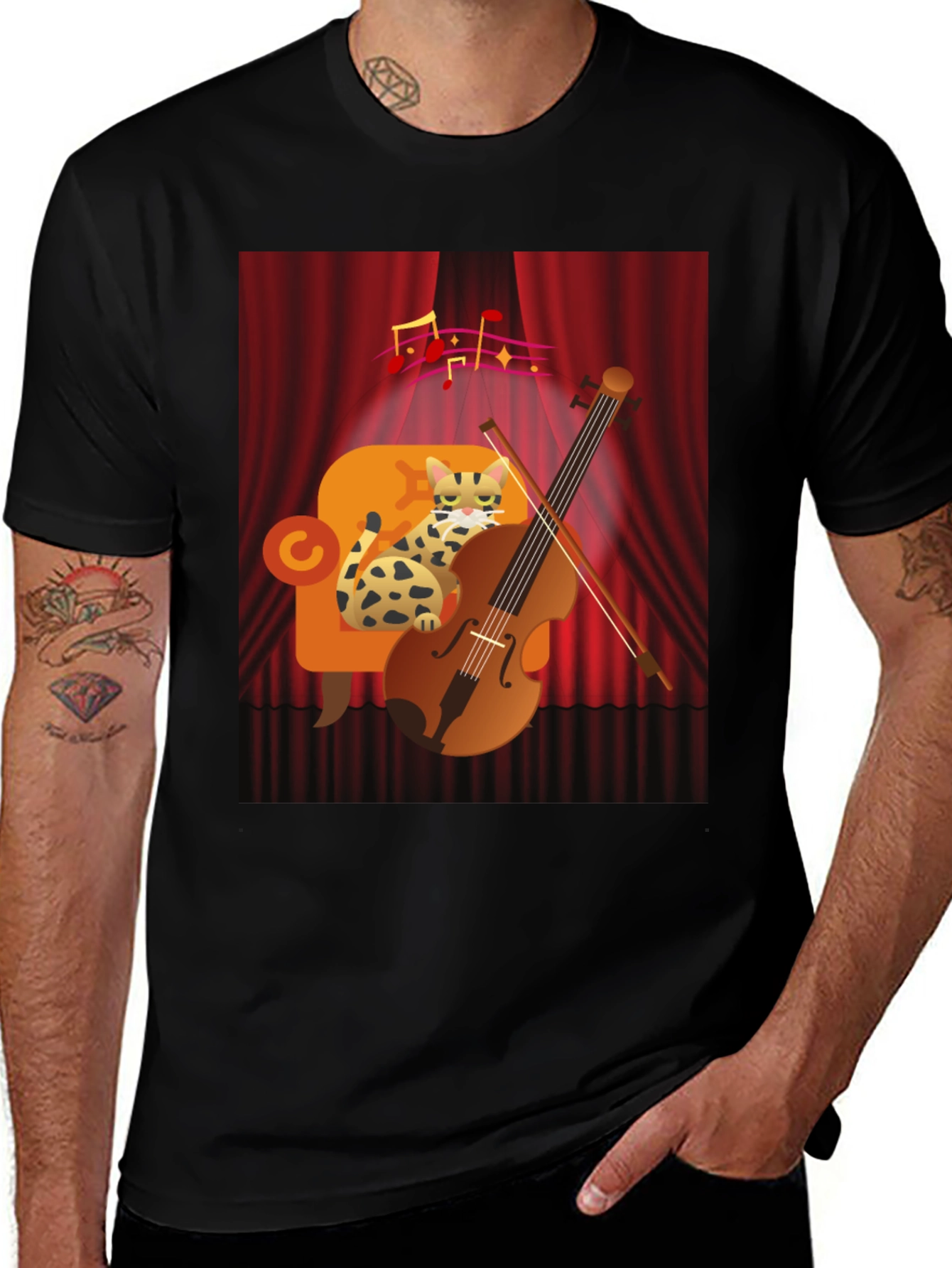 Variant 23 of Musical Cat T-Shirt - Feline Violinist Tee