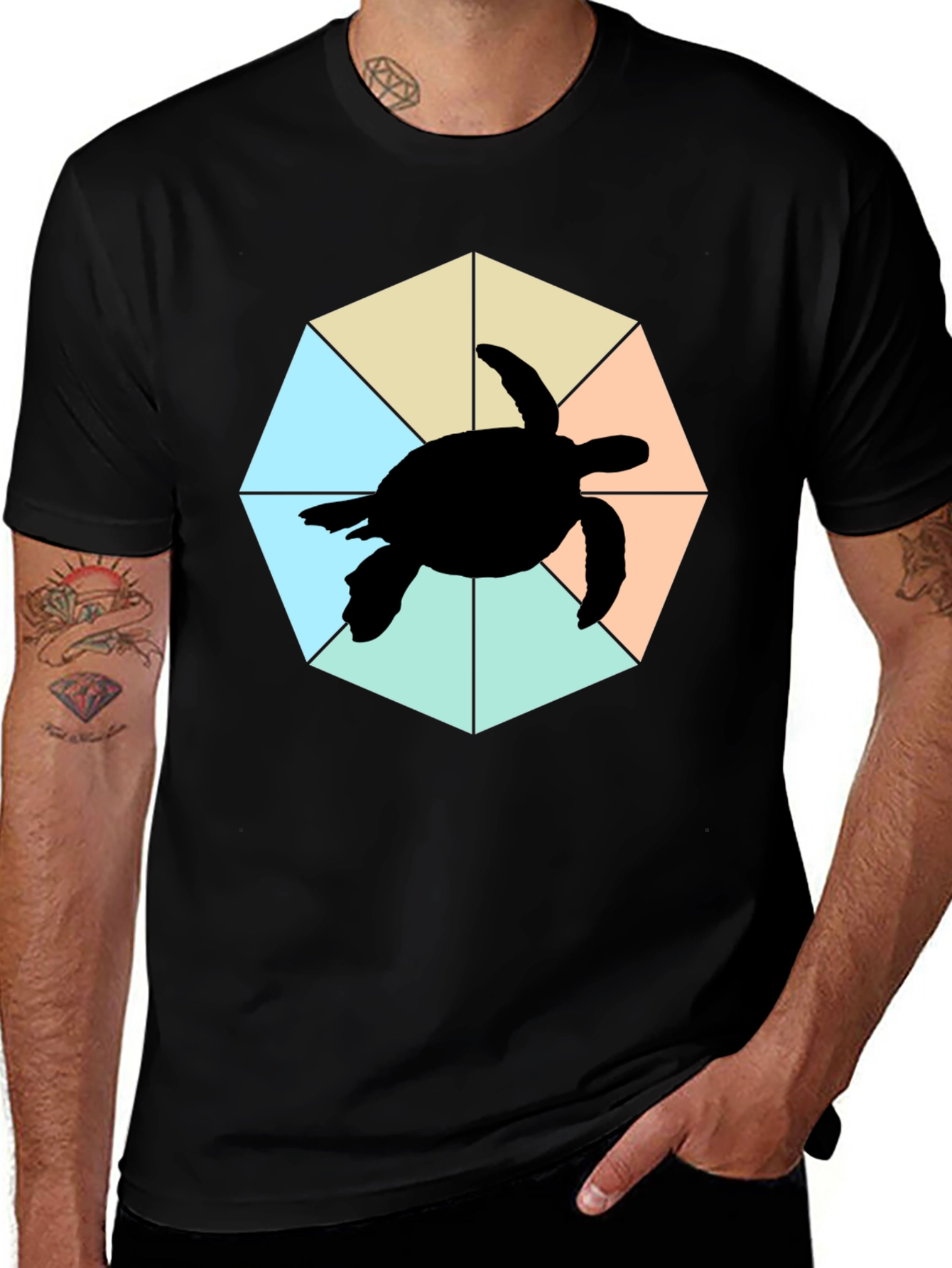 Variant 4 of Sea Turtle Graphic Tee - Black Cotton Blend