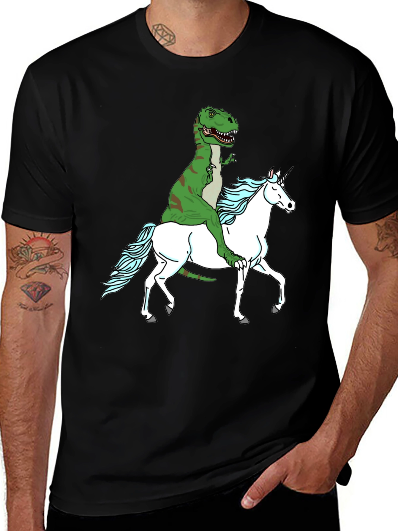 Variant 8 of Dino Riding Unicorn Graphic Tee