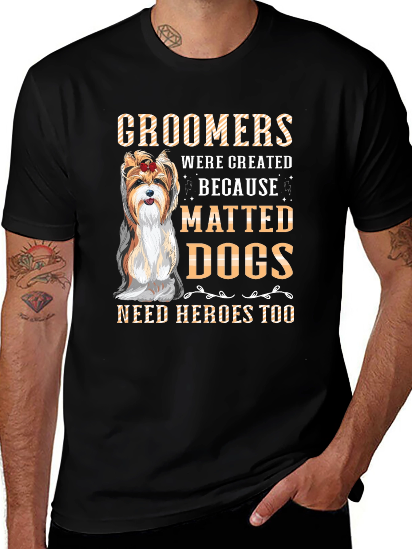 Variant 12 of Groomer Dog Lover T-Shirt -  Matted Dogs Need Heroes