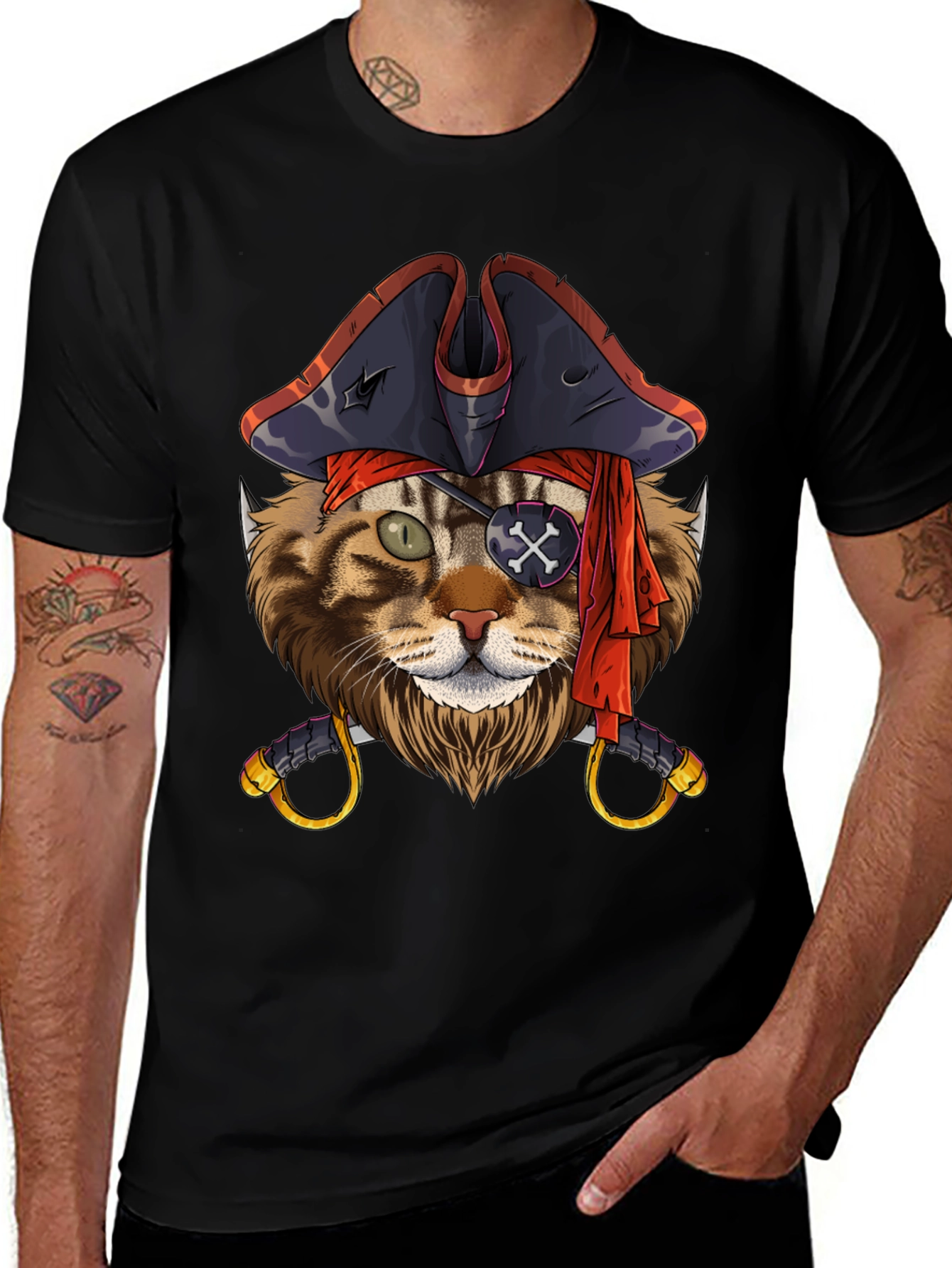 Variant 21 of Pirate Cat Graphic T-Shirt - Funny Feline Design