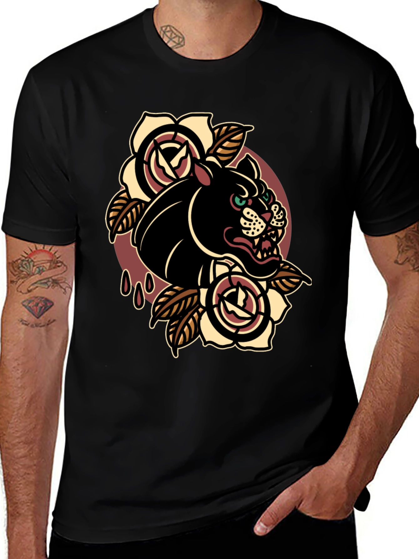 Variant 23 of Black Panther Graphic Tee - Classic Tattoo Style