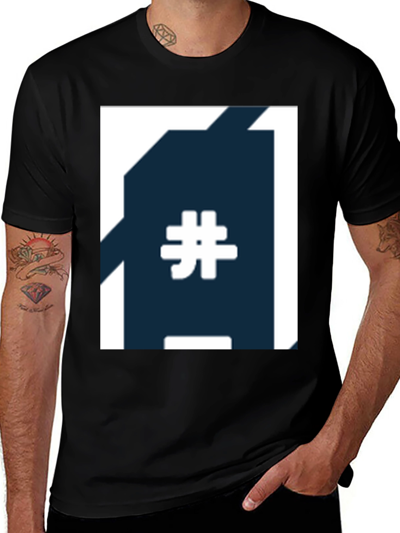 Variant 16 of Men's Black T-Shirt with Hashtag Graphic