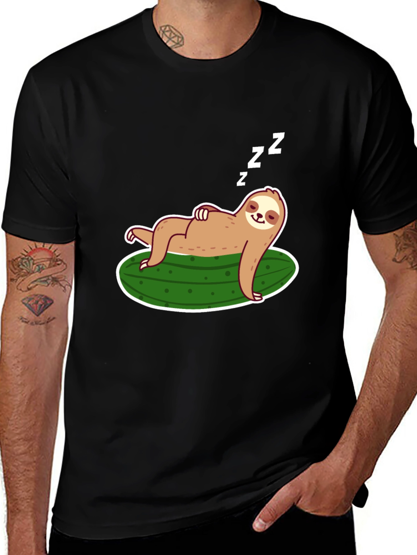 Variant 29 of Sloth on Pickle T-Shirt - Relaxed Fit, Soft Cotton