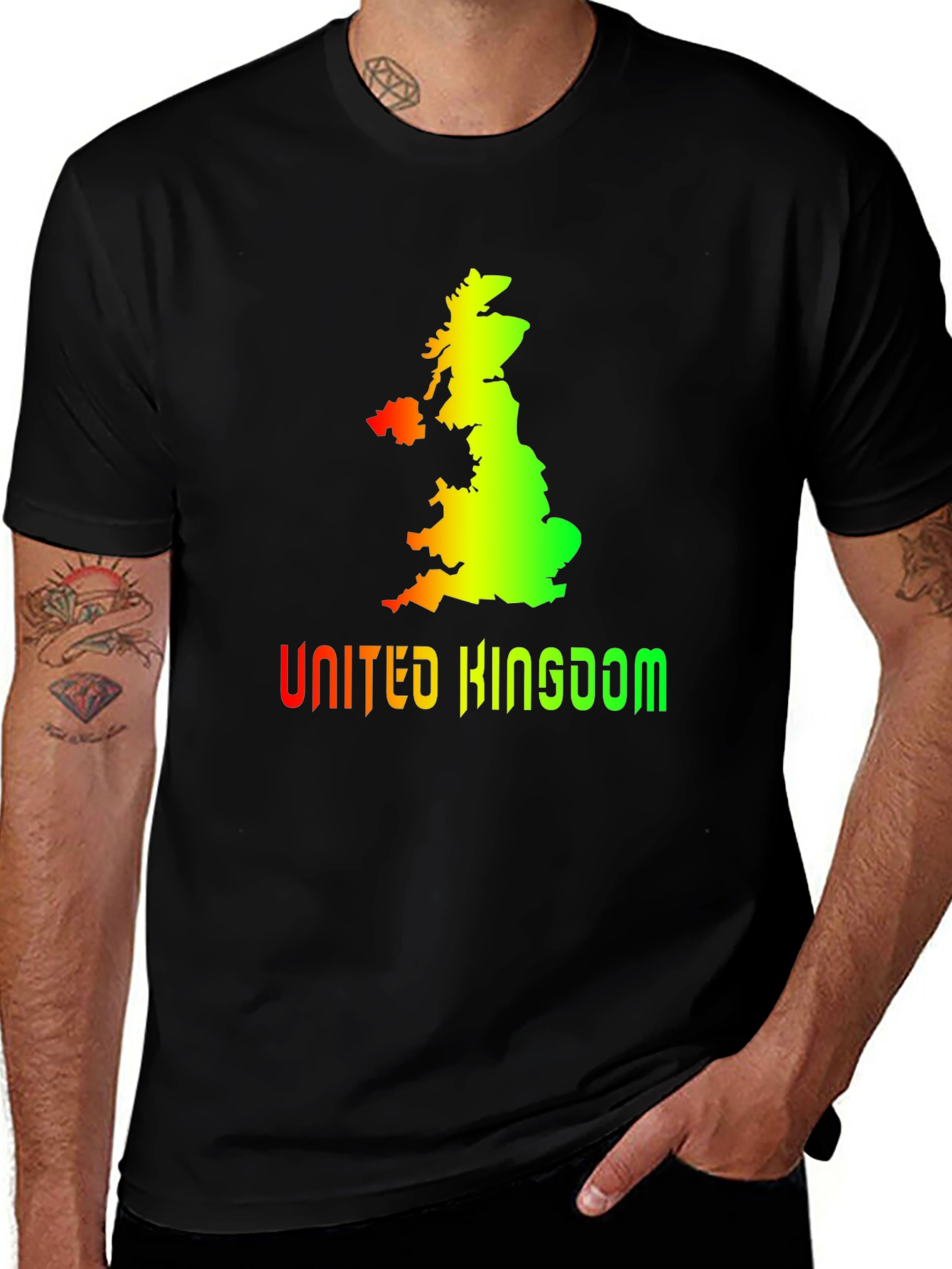 United Kingdom Map Graphic Tee - Black Cotton Blend