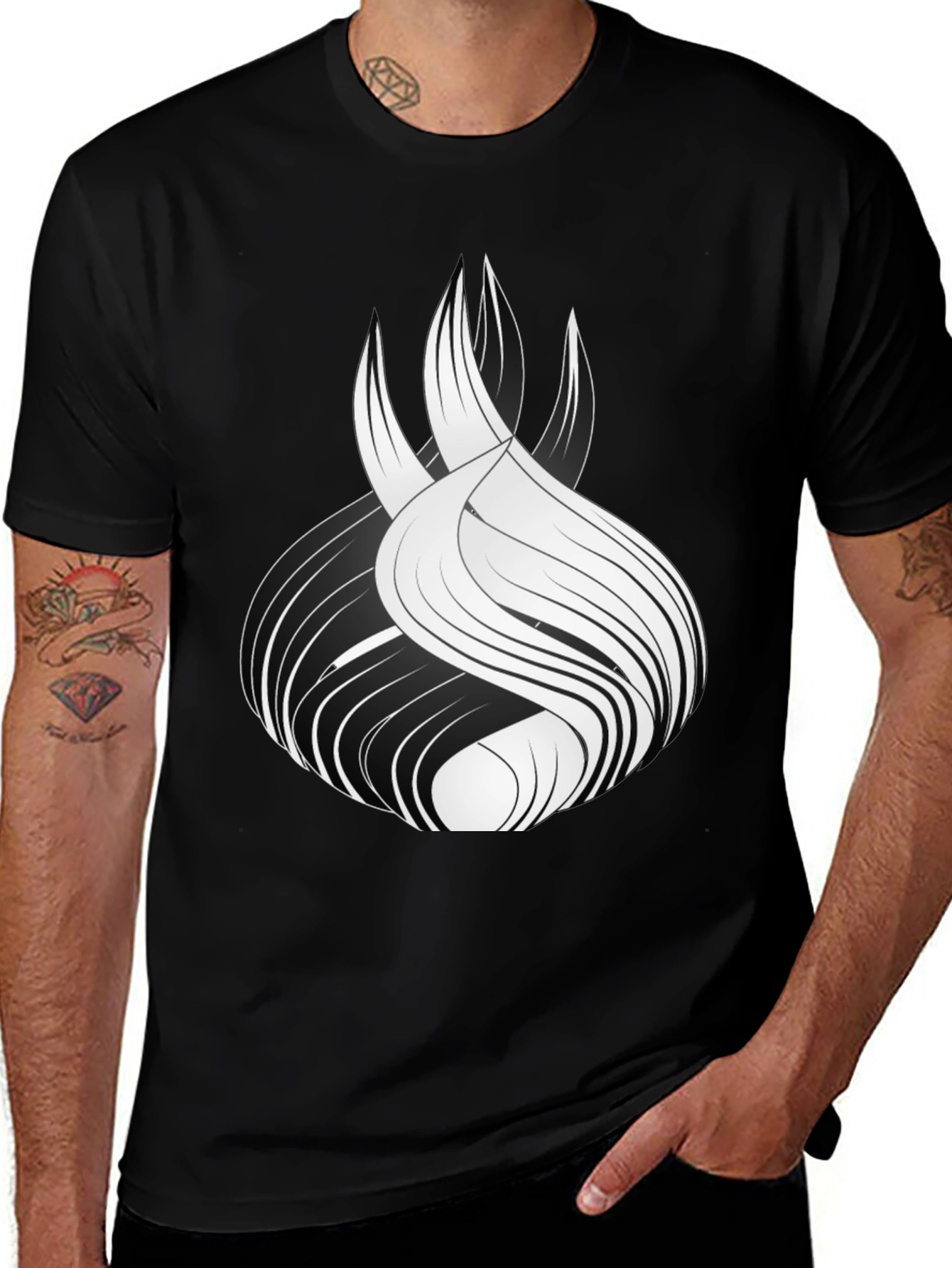 Variant 20 of Abstract White Design Black T-Shirt