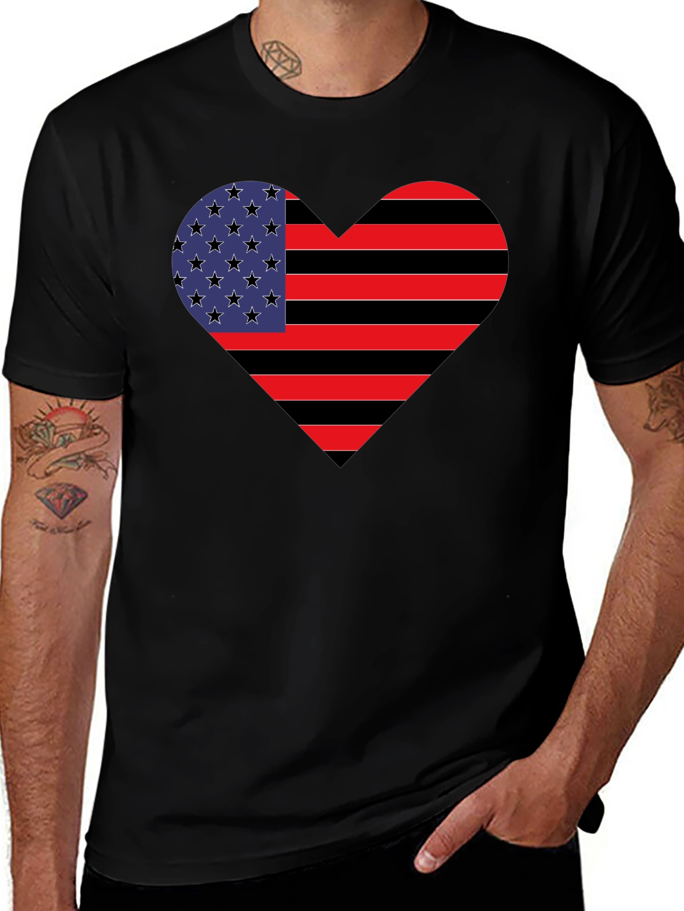 Variant 15 of American Heart Flag T-Shirt