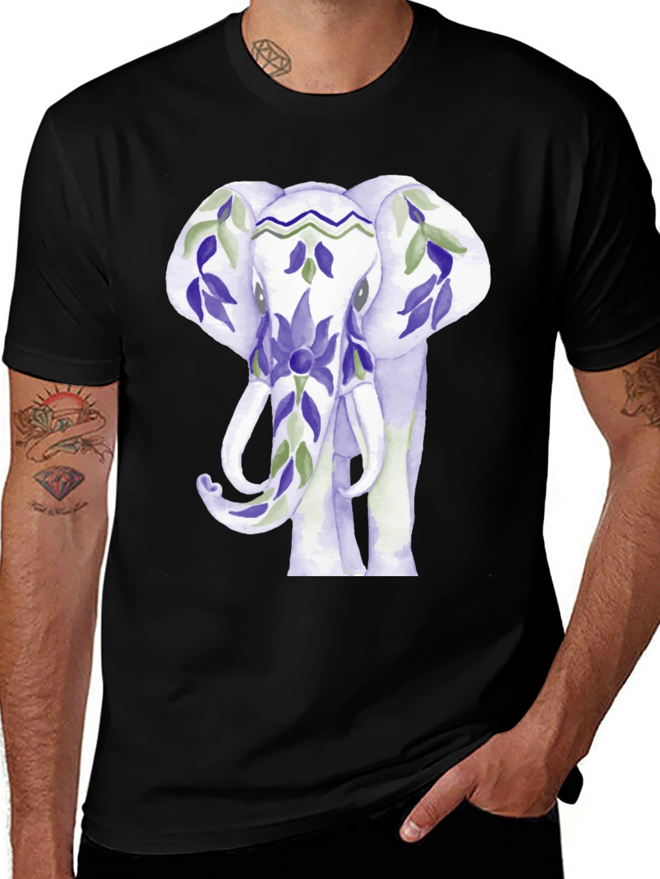 Variant 29 of Elephant T-Shirt - Artistic Floral Design