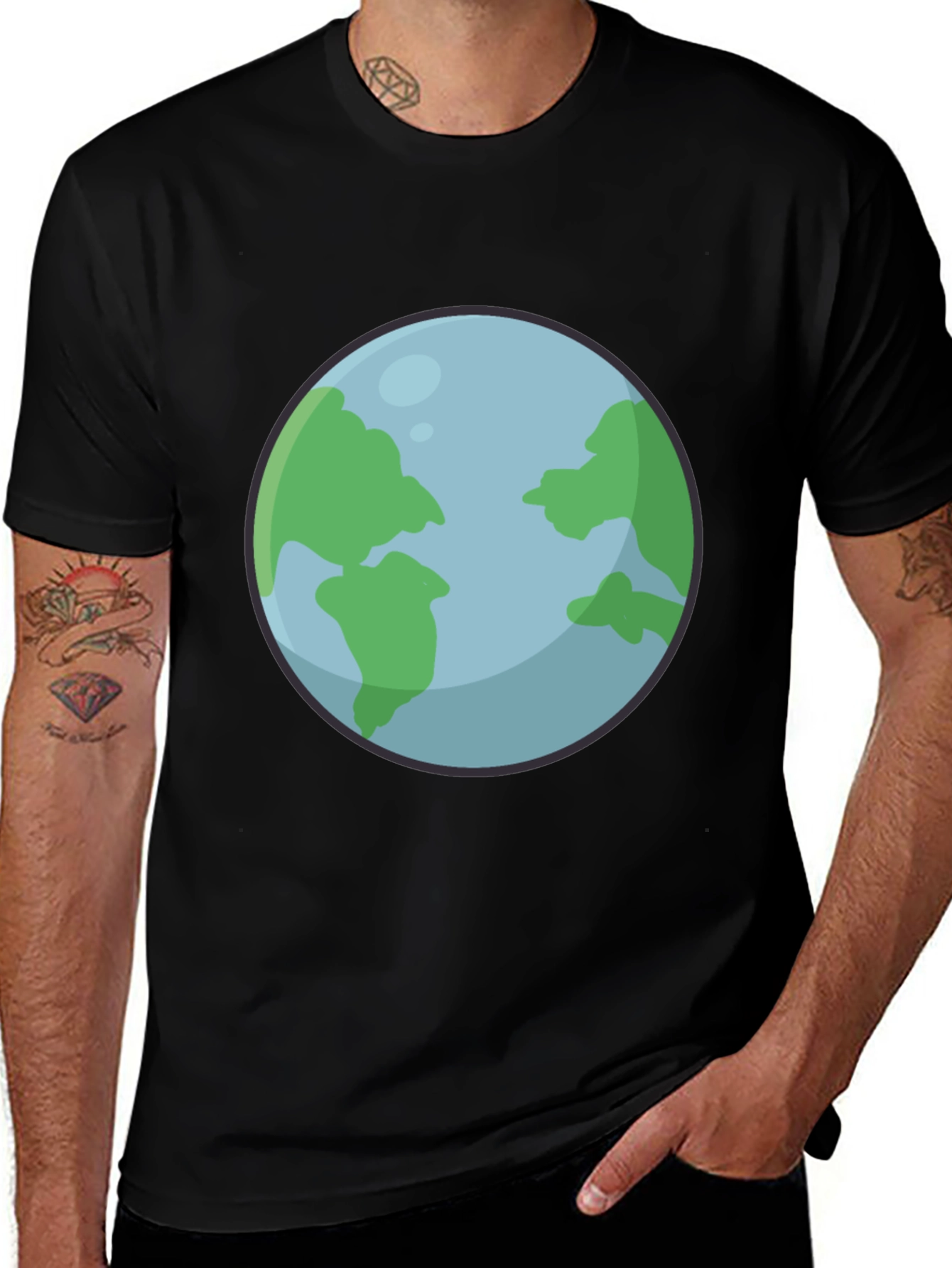 Variant 19 of Earth Graphic Black T-Shirt