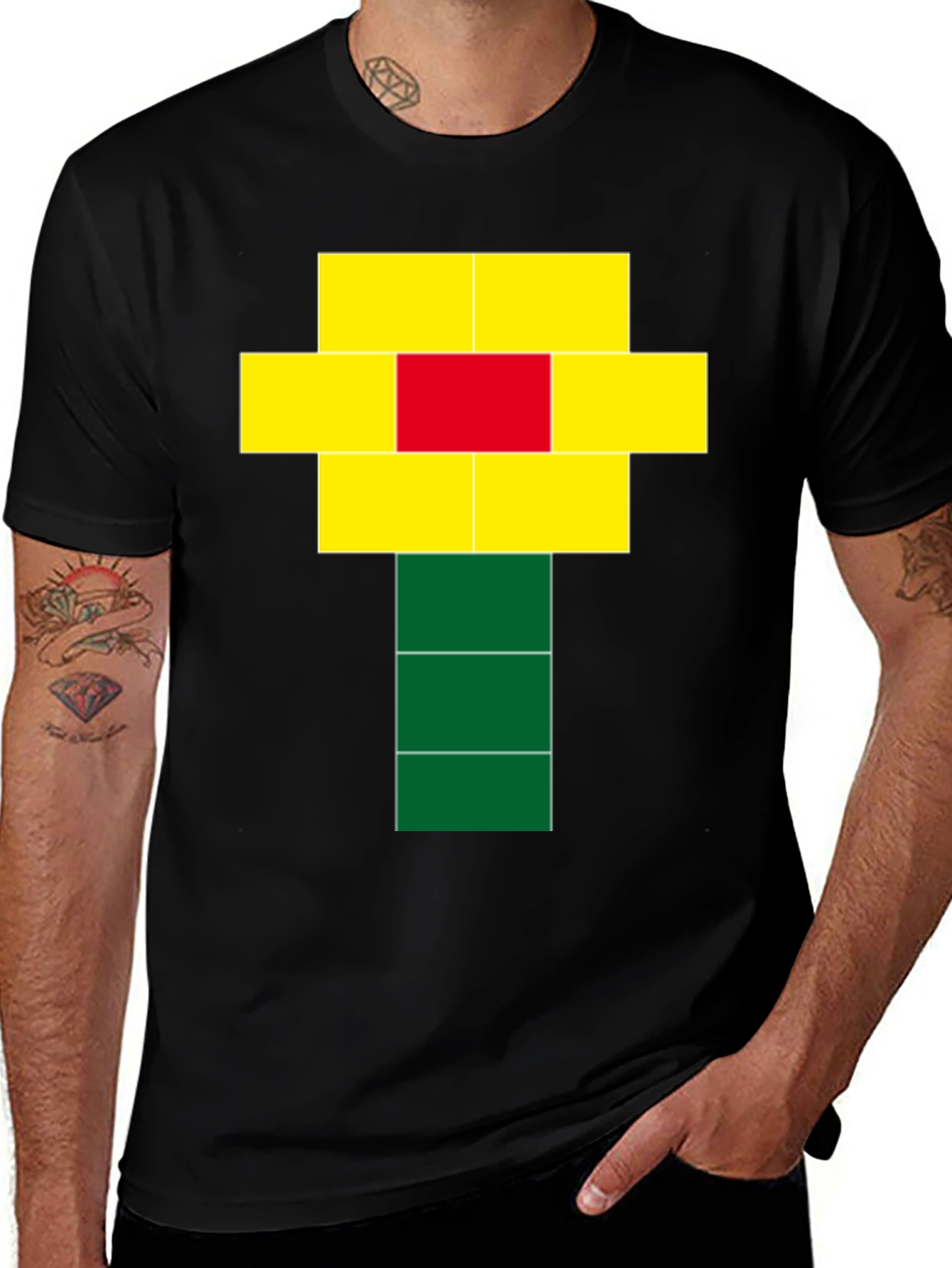 Variant 14 of Pixel Flower Graphic T-Shirt - Funky Retro Style
