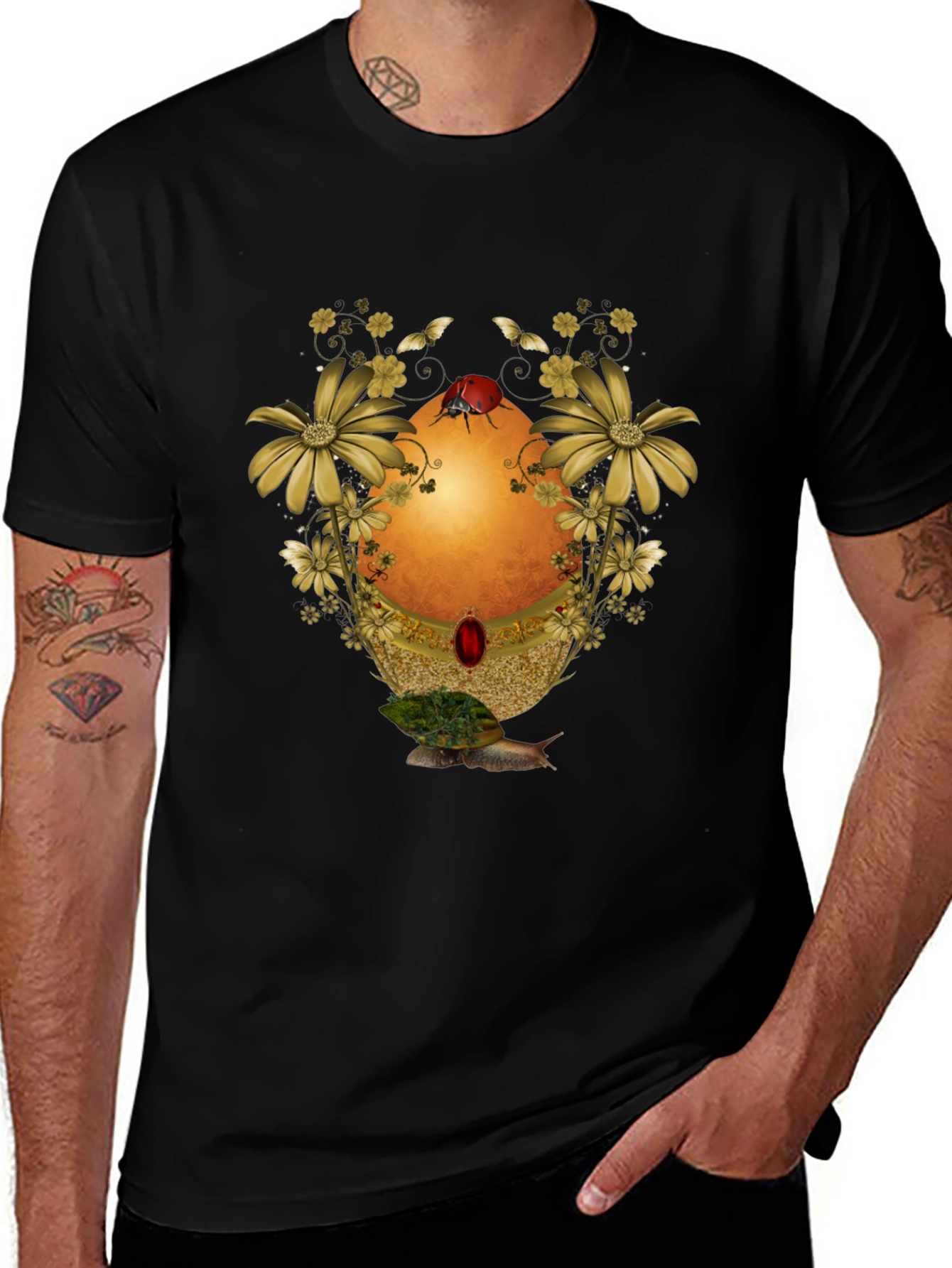 Variant 16 of Ladybug Floral Graphic T-Shirt