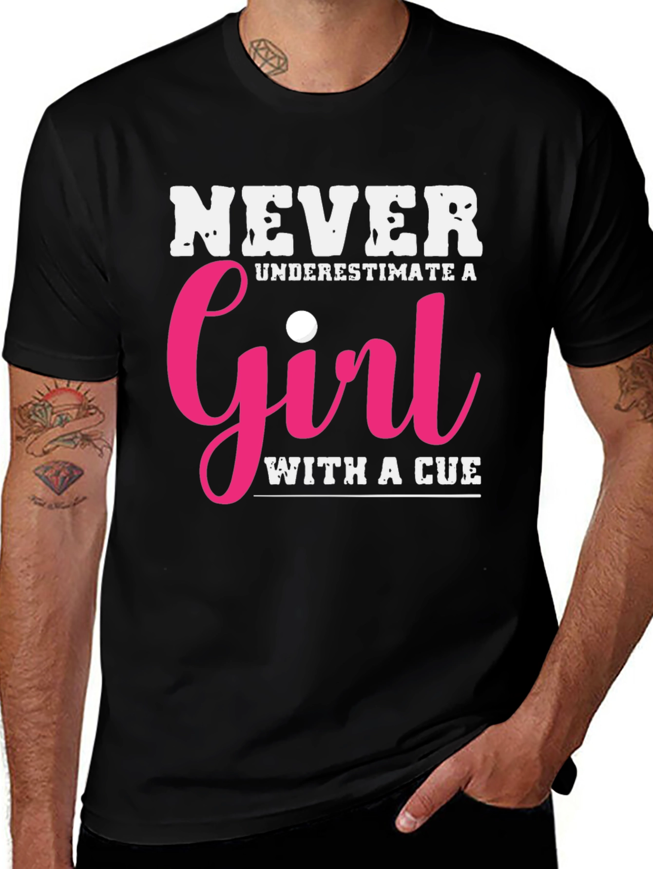 Never Underestimate a Girl with a Cue T-Shirt