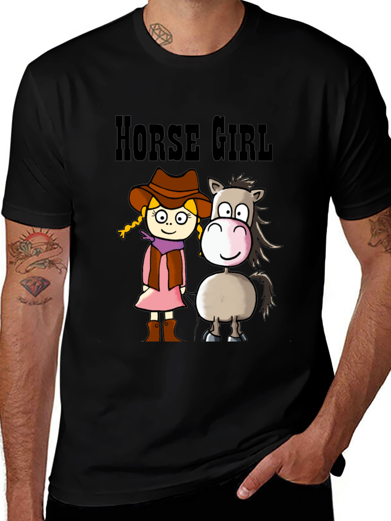 Horse Girl Cartoon T-Shirt - Cute Animal Tee