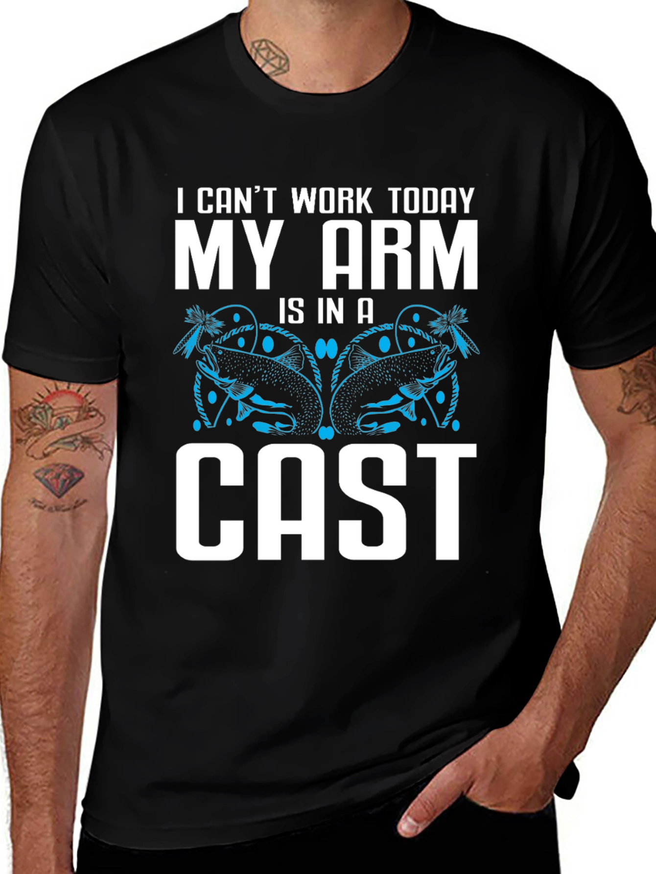 Variant 23 of Funny Fishing T-Shirt - My Arm Is In A Cast