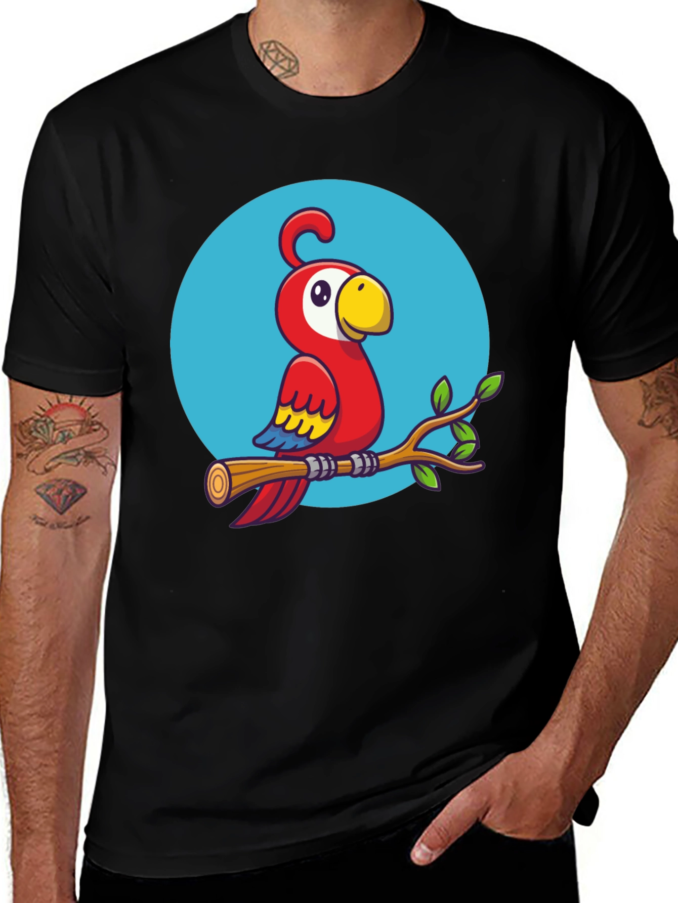 Variant 11 of Cartoon Parrot T-Shirt - Quirky Graphic Tee