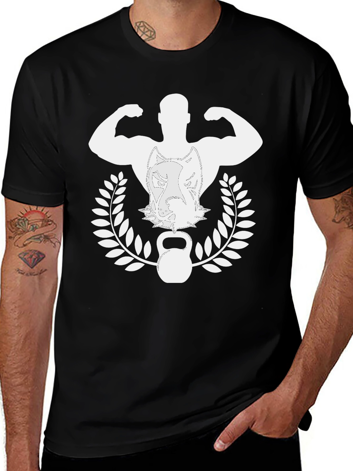 Variant 22 of Fitness Dog Kettlebell Black Graphic Tee