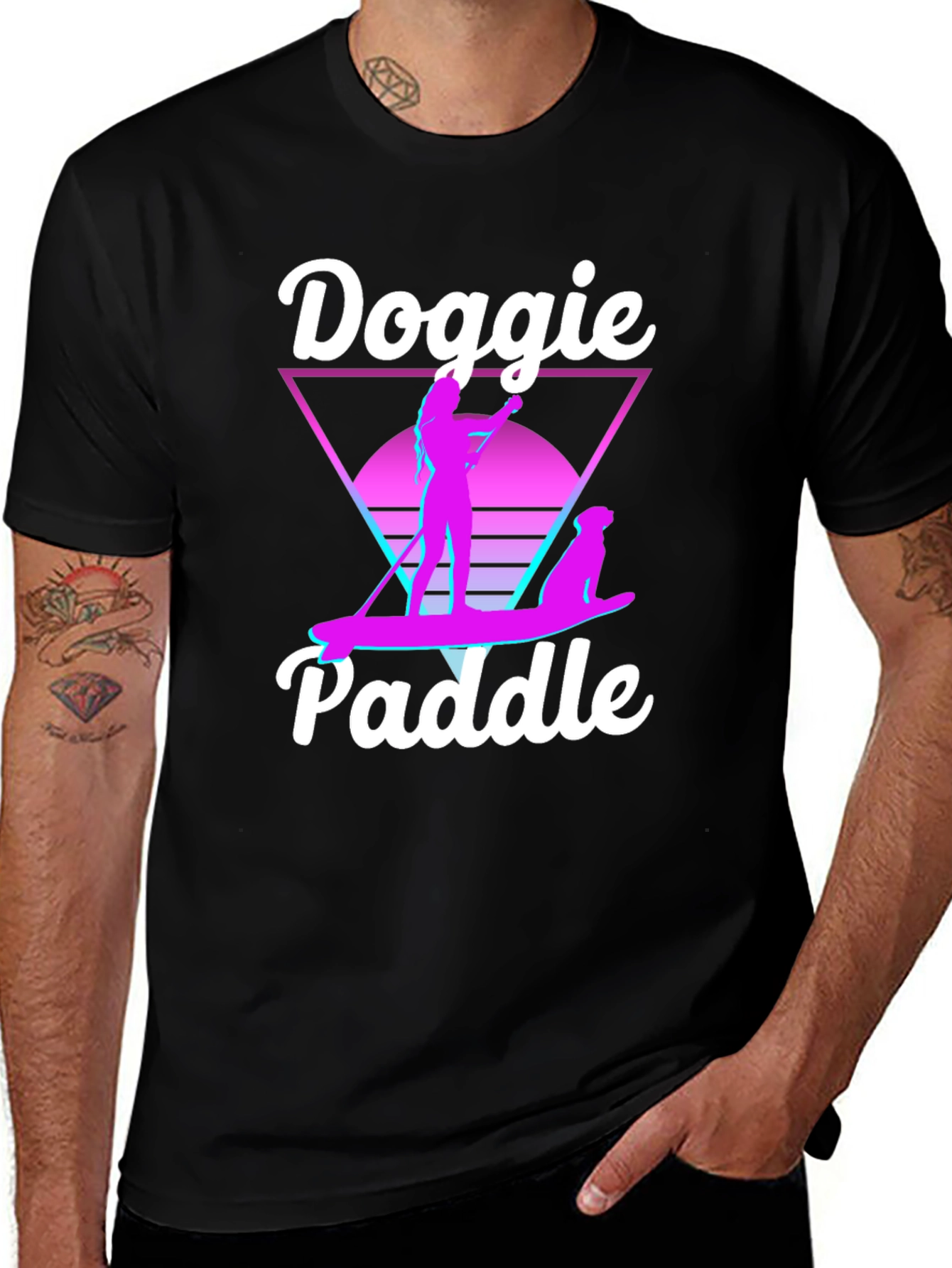 Doggie Paddle T-Shirt, Retro Design