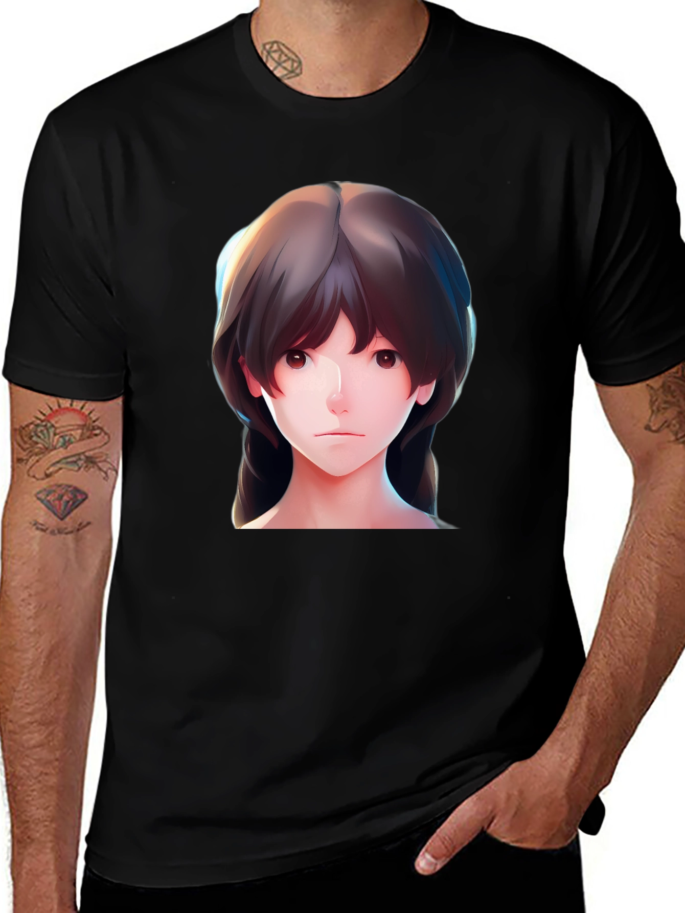 Variant 29 of Anime Girl Graphic Black T-Shirt