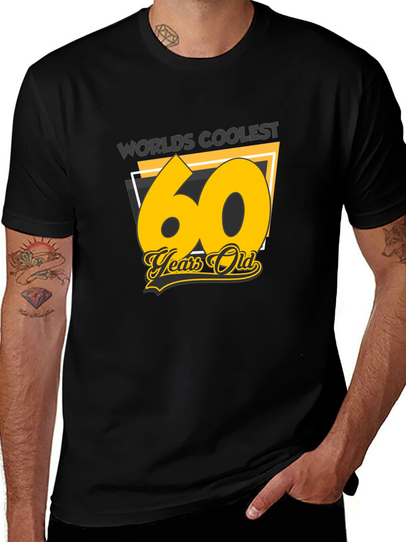 Black Worlds Coolest 60 Years Old Black T-Shirt main image