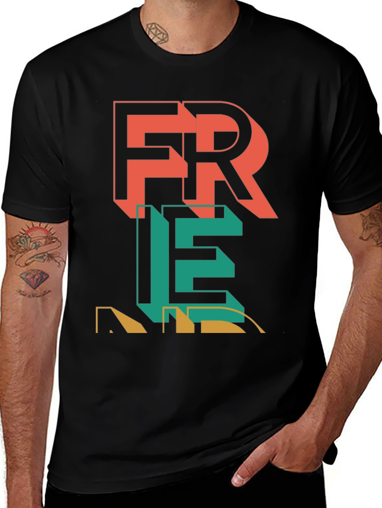 Variant 13 of Trendy FREIE Graphic Print Black T-Shirt